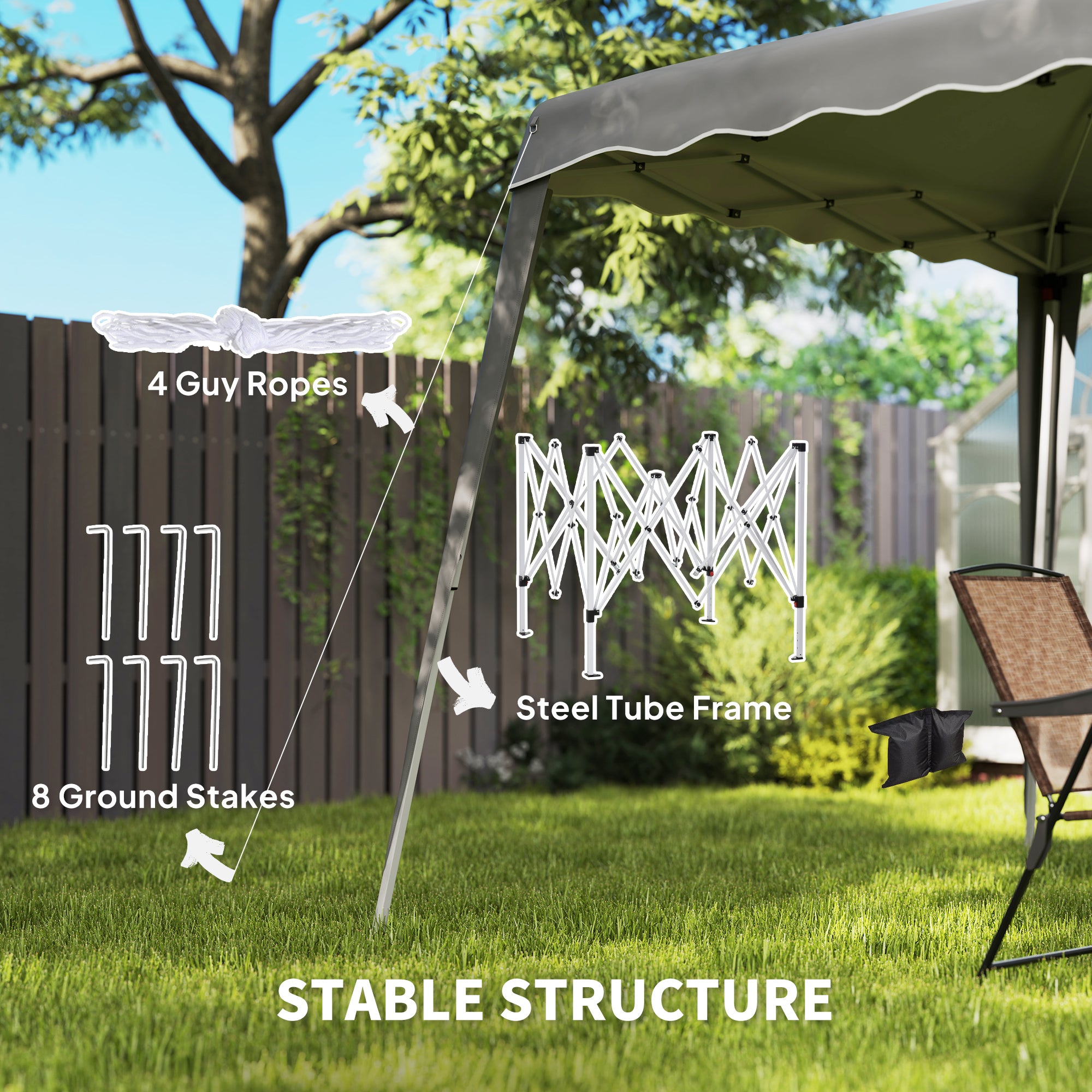 Outsunny 2.5 x 2.5m Grey Water-Resistant Pop Up Gazebo Tent