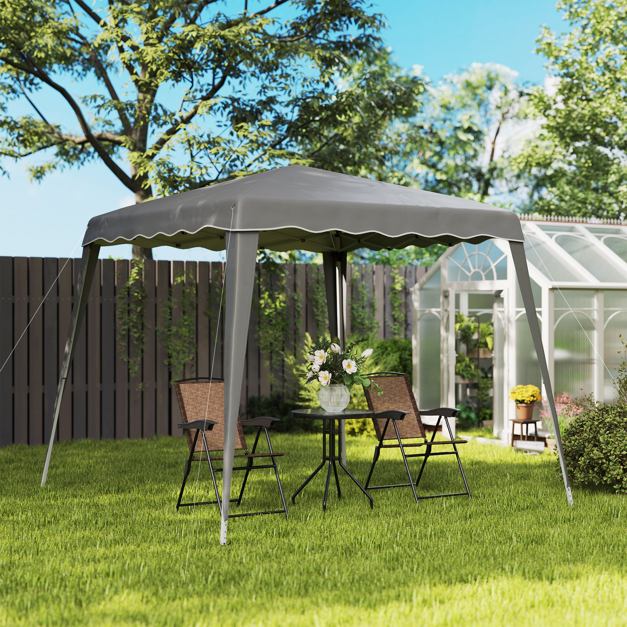 Outsunny 2.5 x 2.5m Grey Water-Resistant Pop Up Gazebo Tent