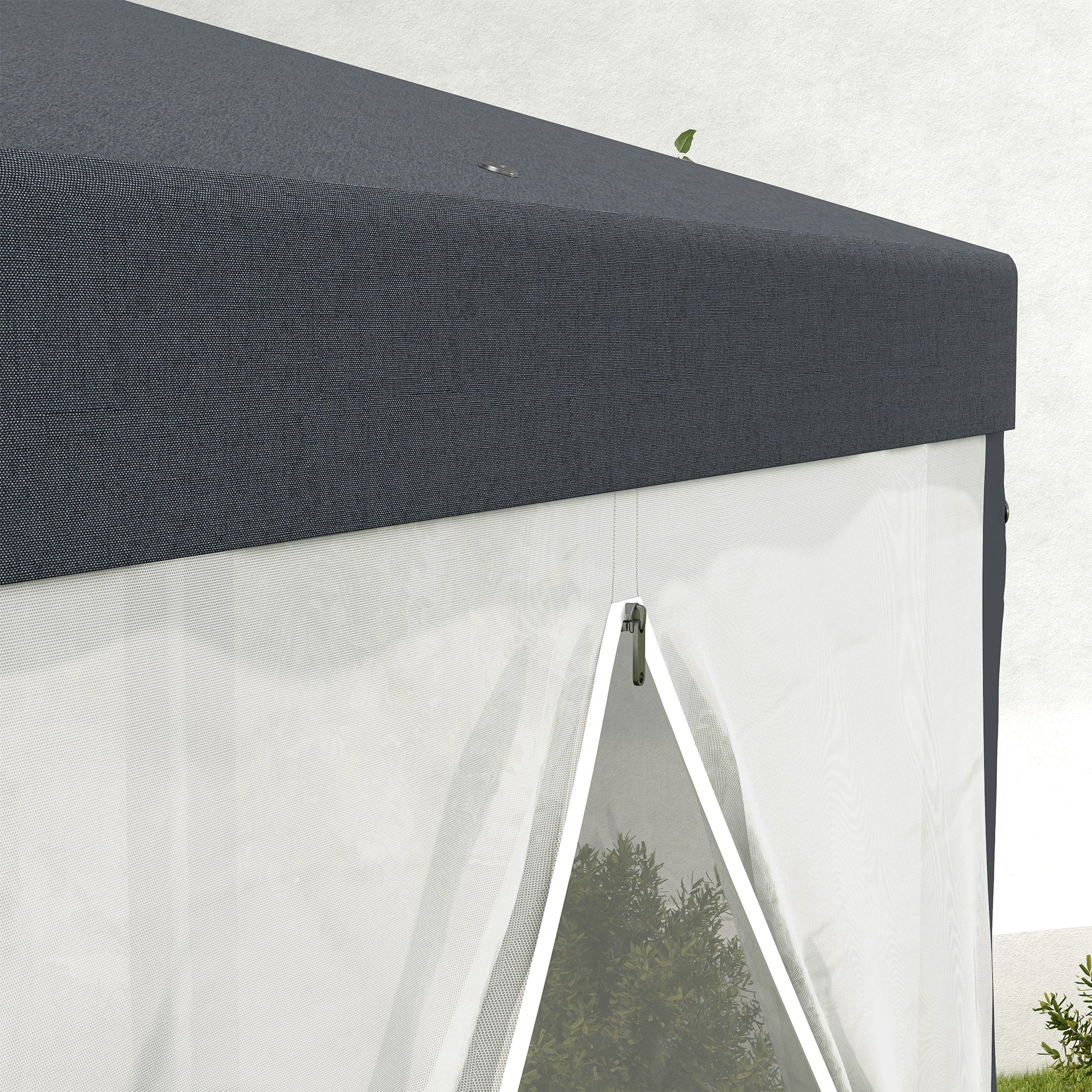 Outsunny Hexagonal Outdoor Gazebo with Netting Walls, Dark Grey