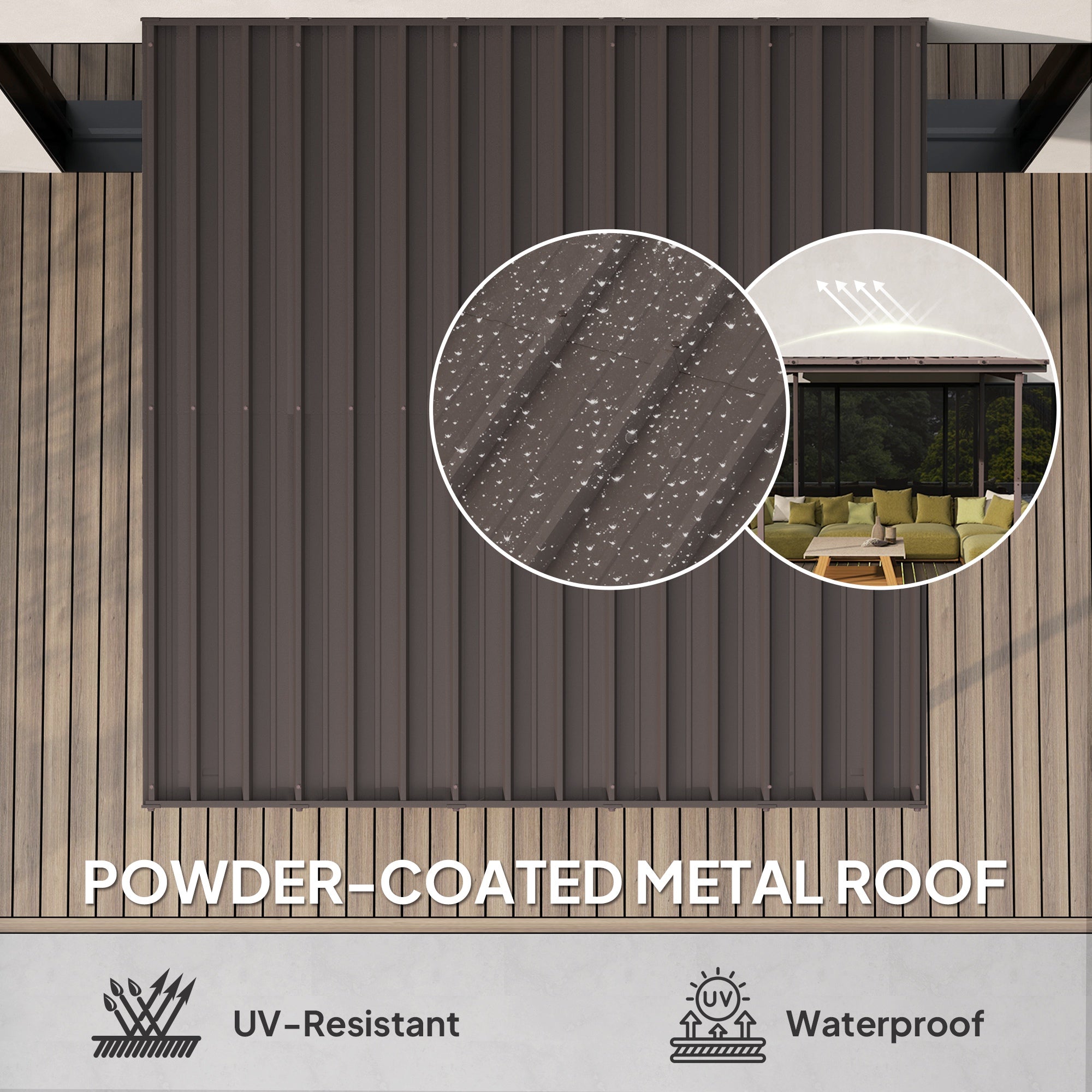 Outsunny 3 x 3m Waterproof Metal Lean-To Pergola, Easy Assembly