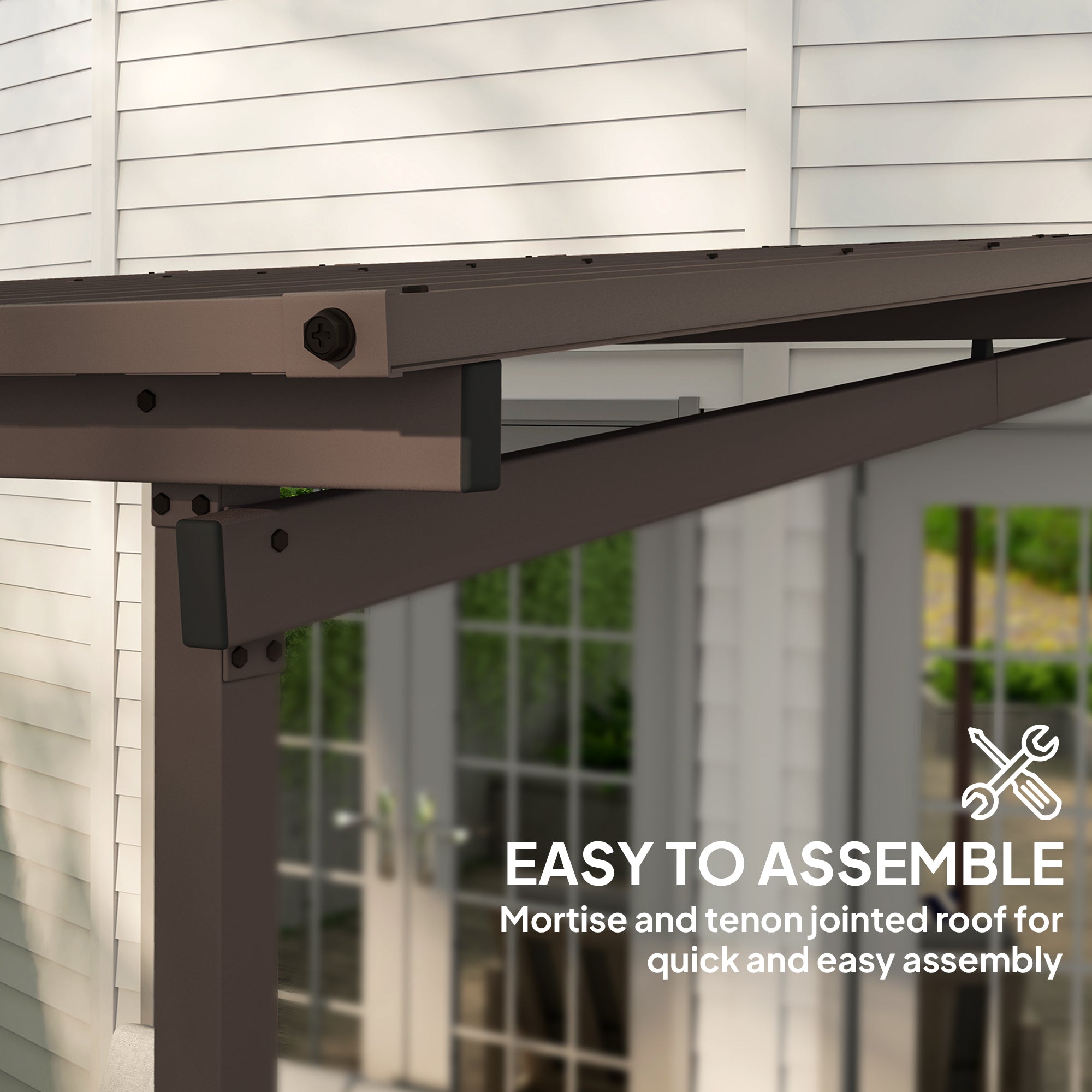 Outsunny 3 x 3m Waterproof Metal Lean-To Pergola, Easy Assembly
