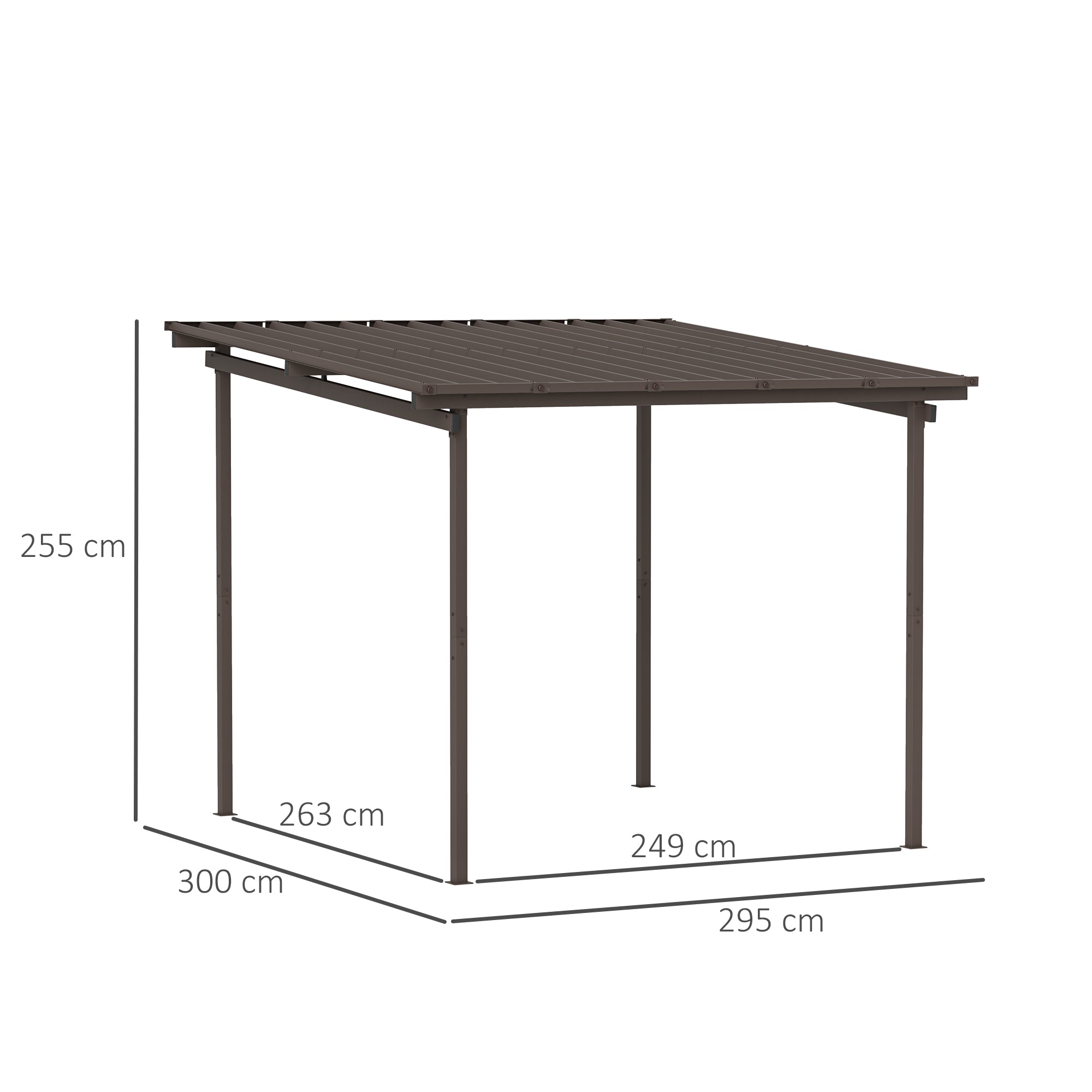 Outsunny 3 x 3m Waterproof Metal Lean-To Pergola, Easy Assembly