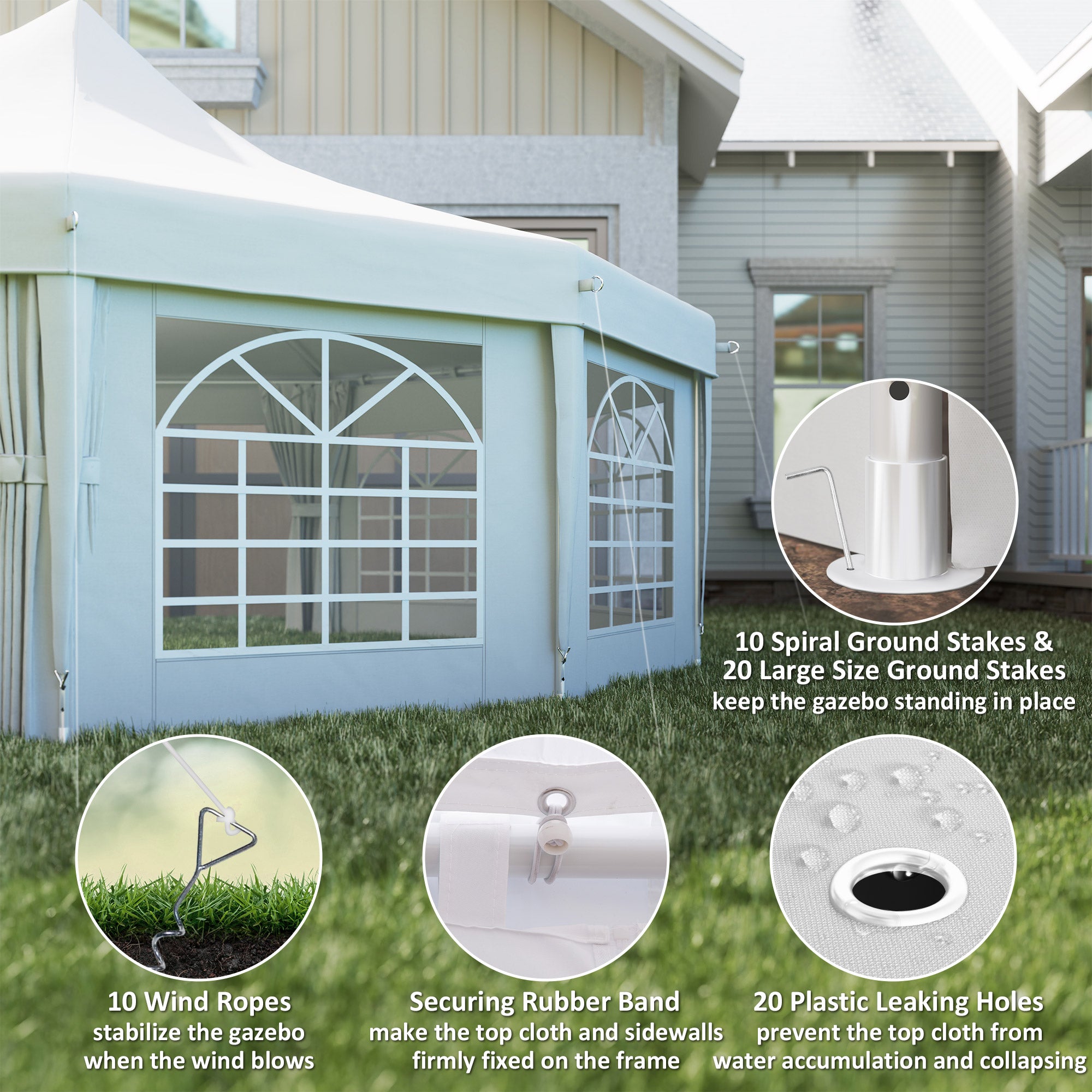 Outsunny 10-Sided Heavy Duty Outdoor Party Gazebo Tent Marquee