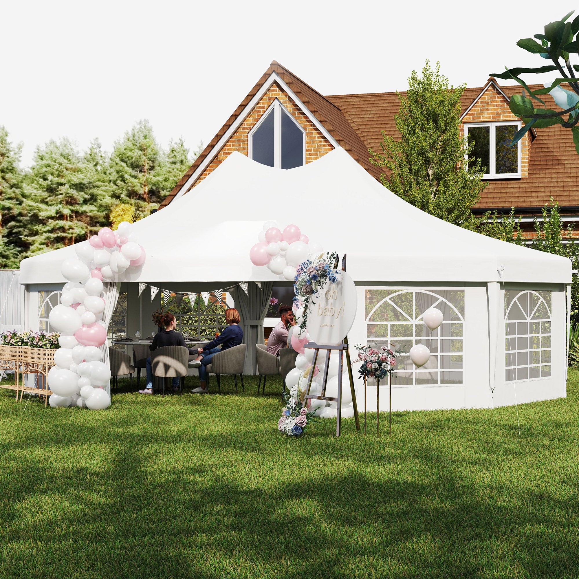 Outsunny 10-Sided Heavy Duty Outdoor Party Gazebo Tent Marquee