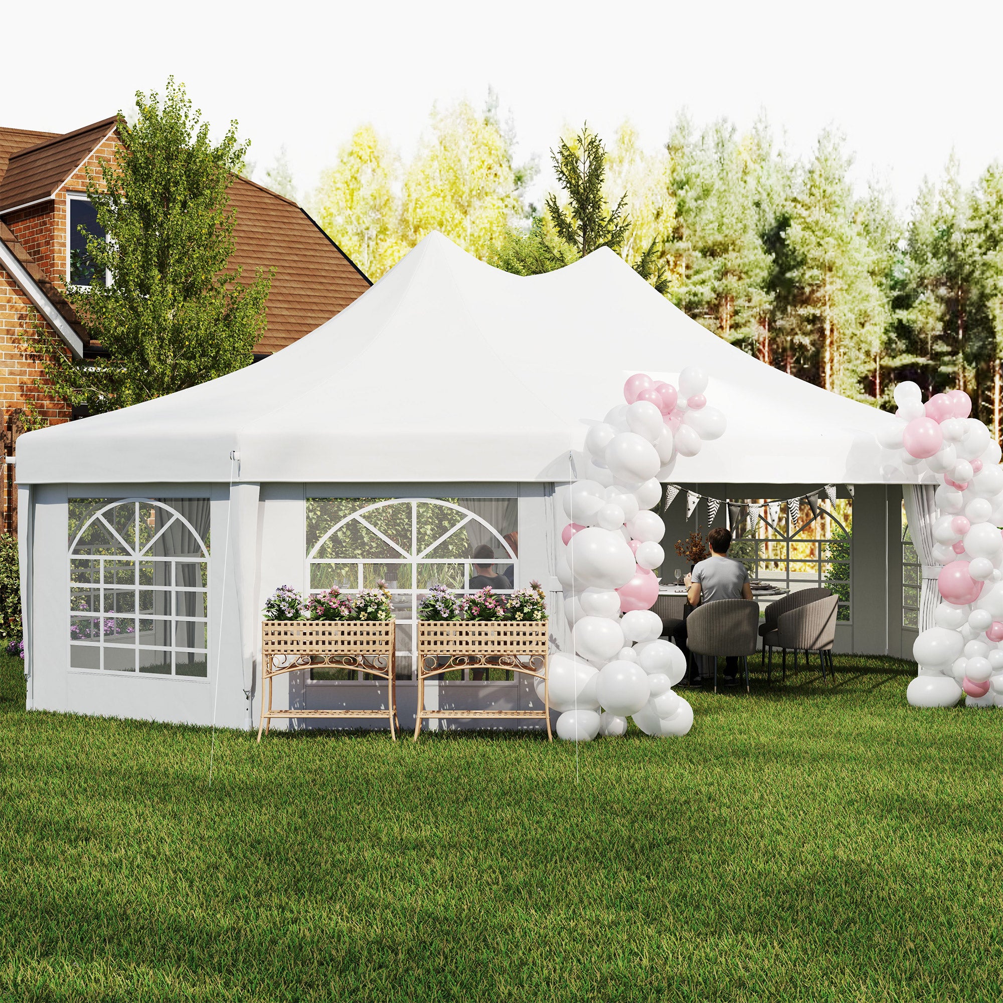 Outsunny 10-Sided Heavy Duty Outdoor Party Gazebo Tent Marquee
