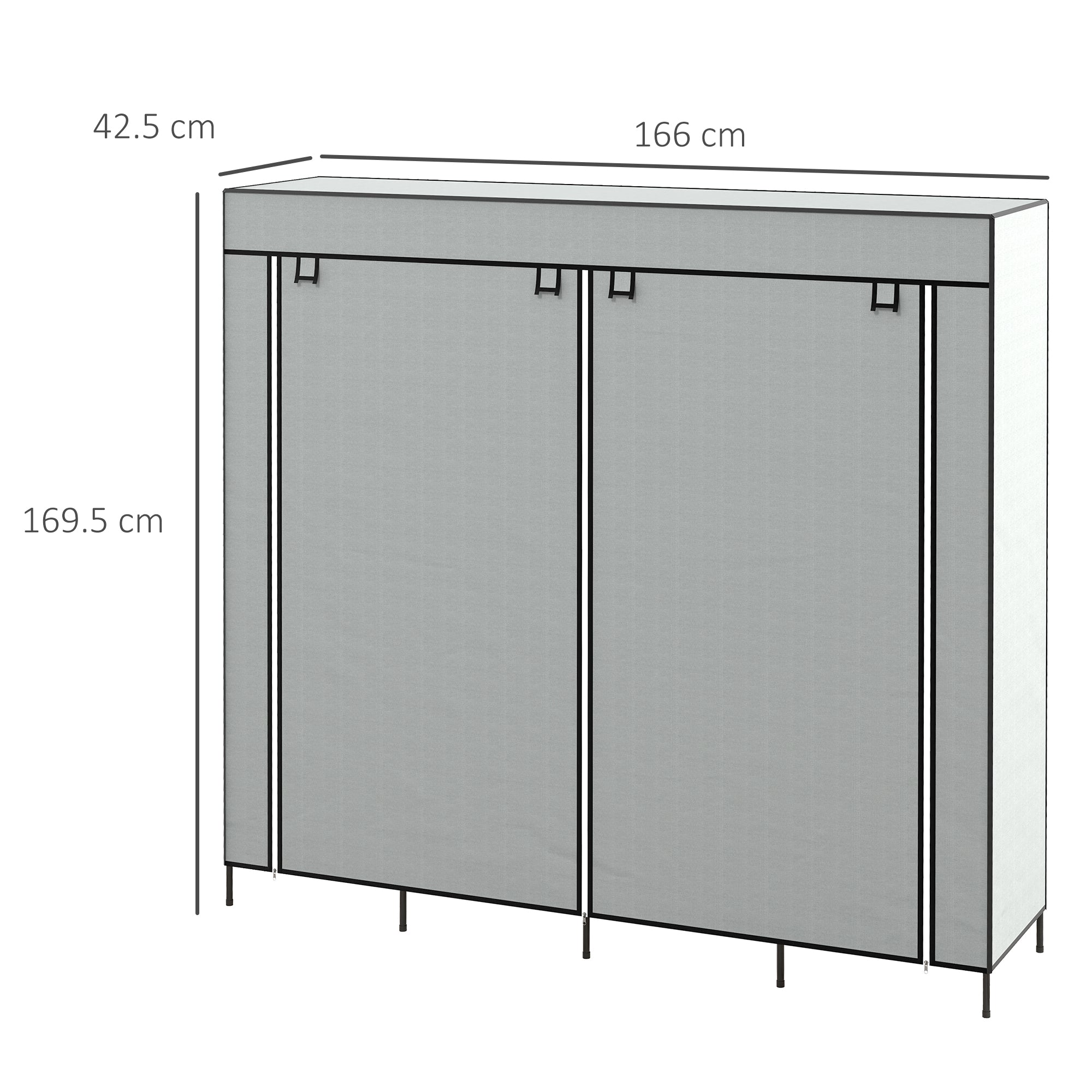 HOMCOM Fabric Wardrobe Closet with 10 Compartments, 2 Hanging Rails