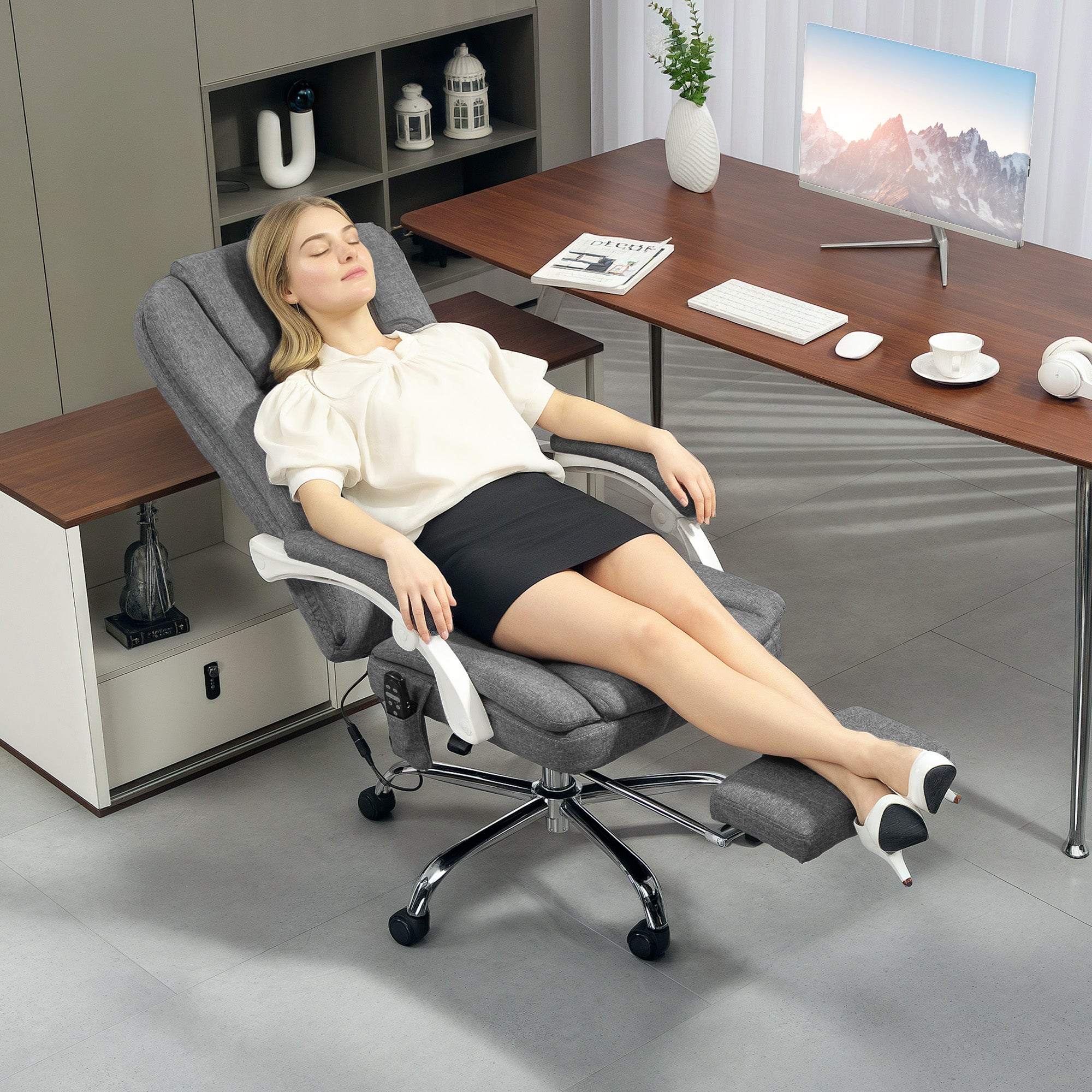 HOMCOM Massage Chair with Heat, 6-Point Vibration & Recline