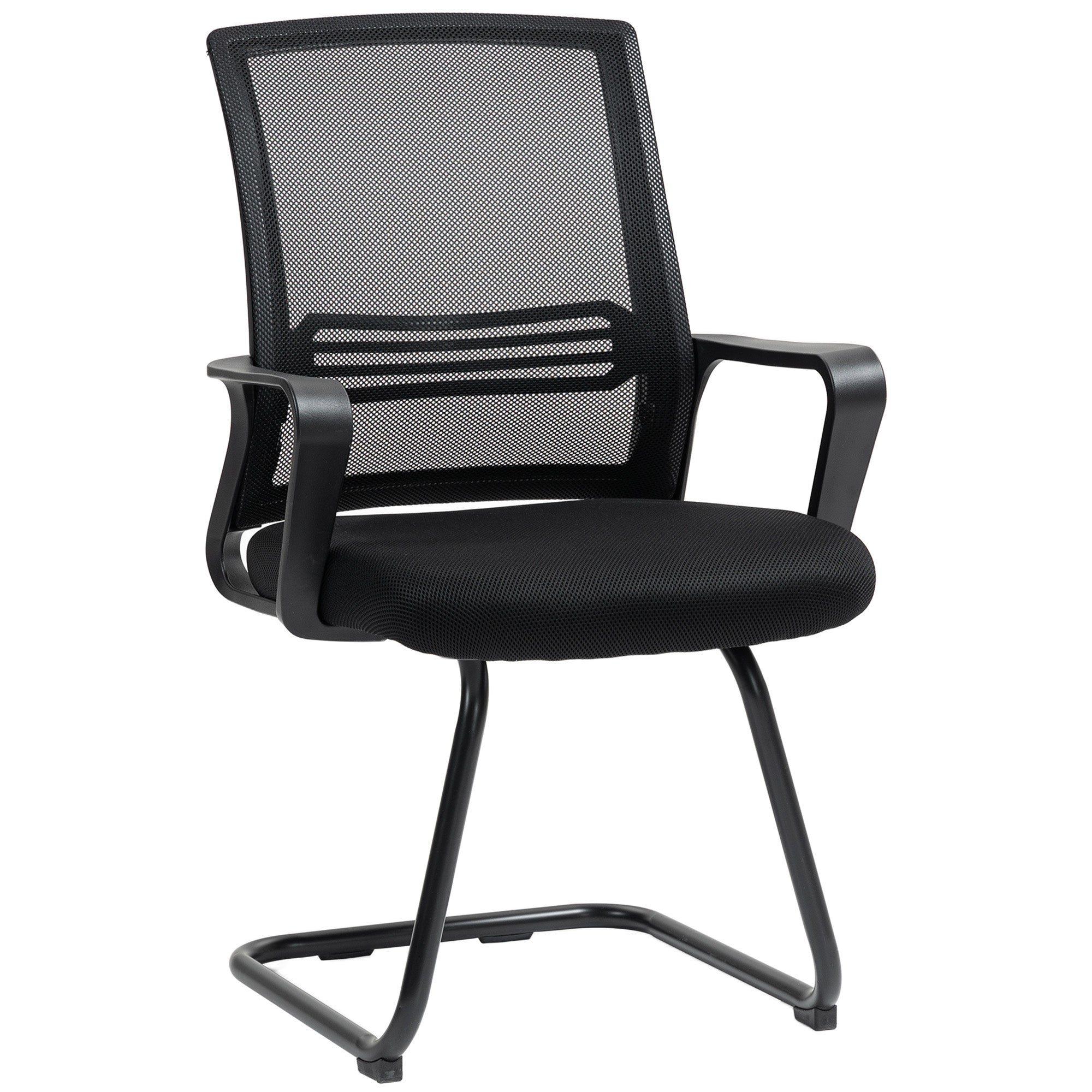 HOMCOM Mesh Office Reception Chair with Sled Base, Black