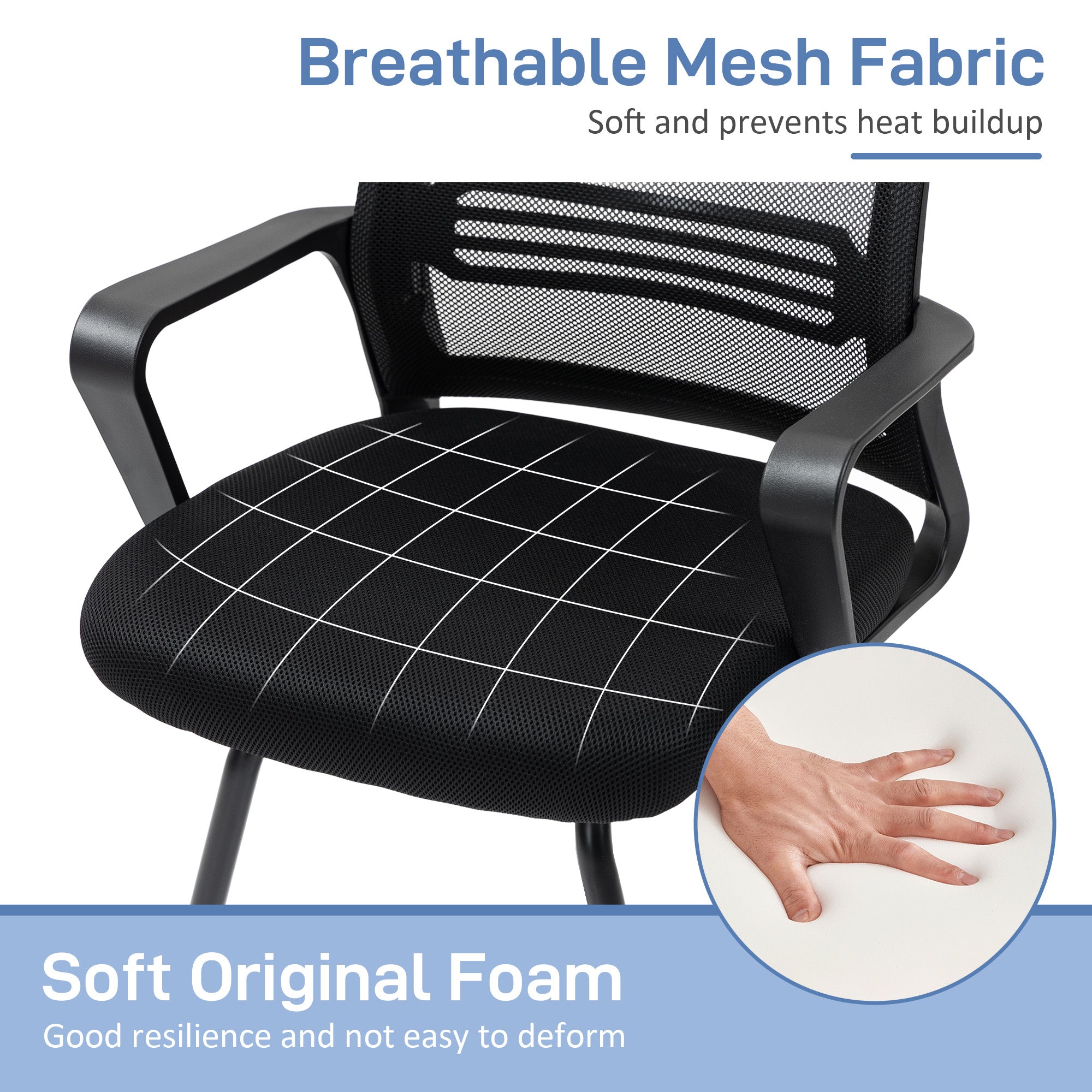 HOMCOM Mesh Office Reception Chair with Sled Base, Black