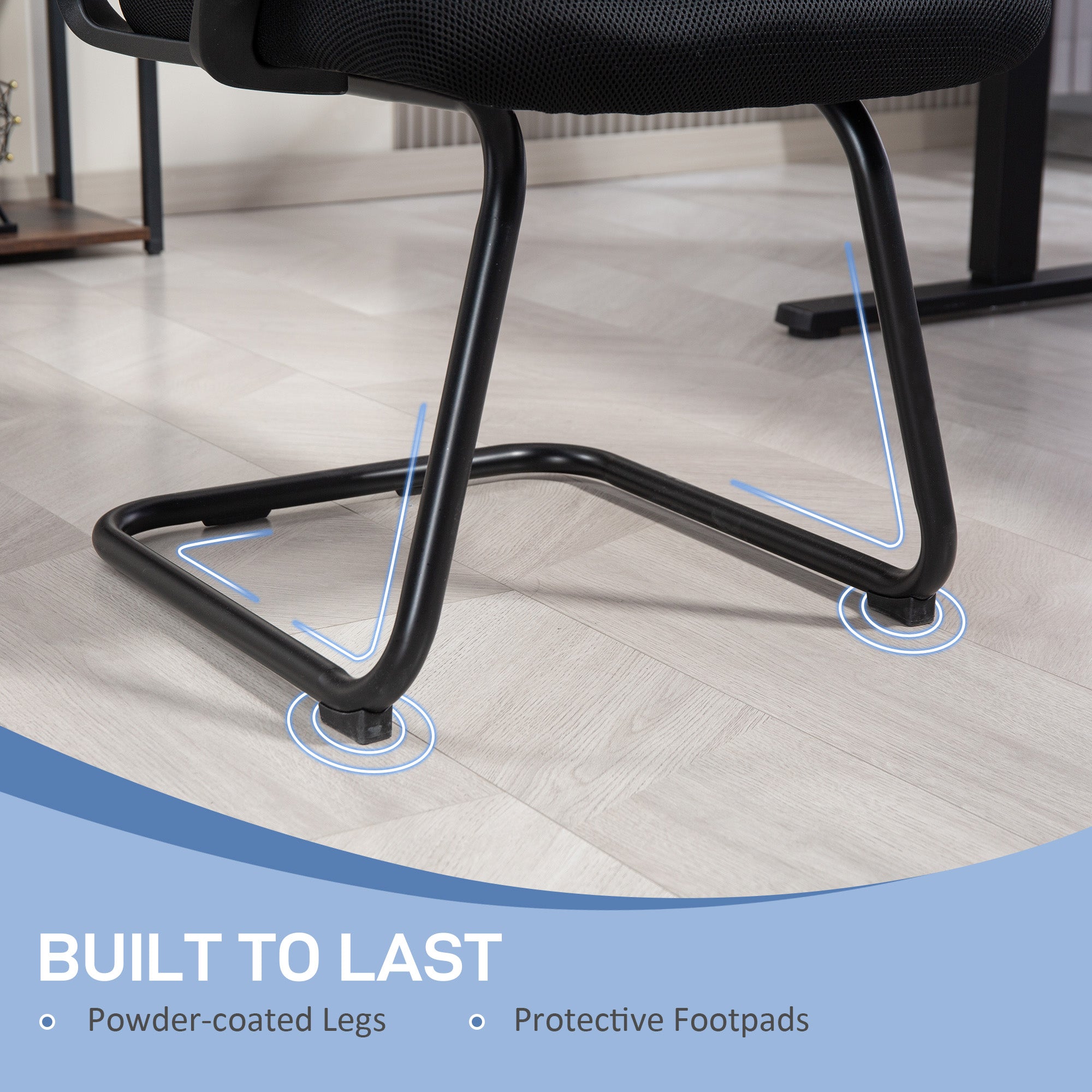HOMCOM Mesh Office Reception Chair with Sled Base, Black