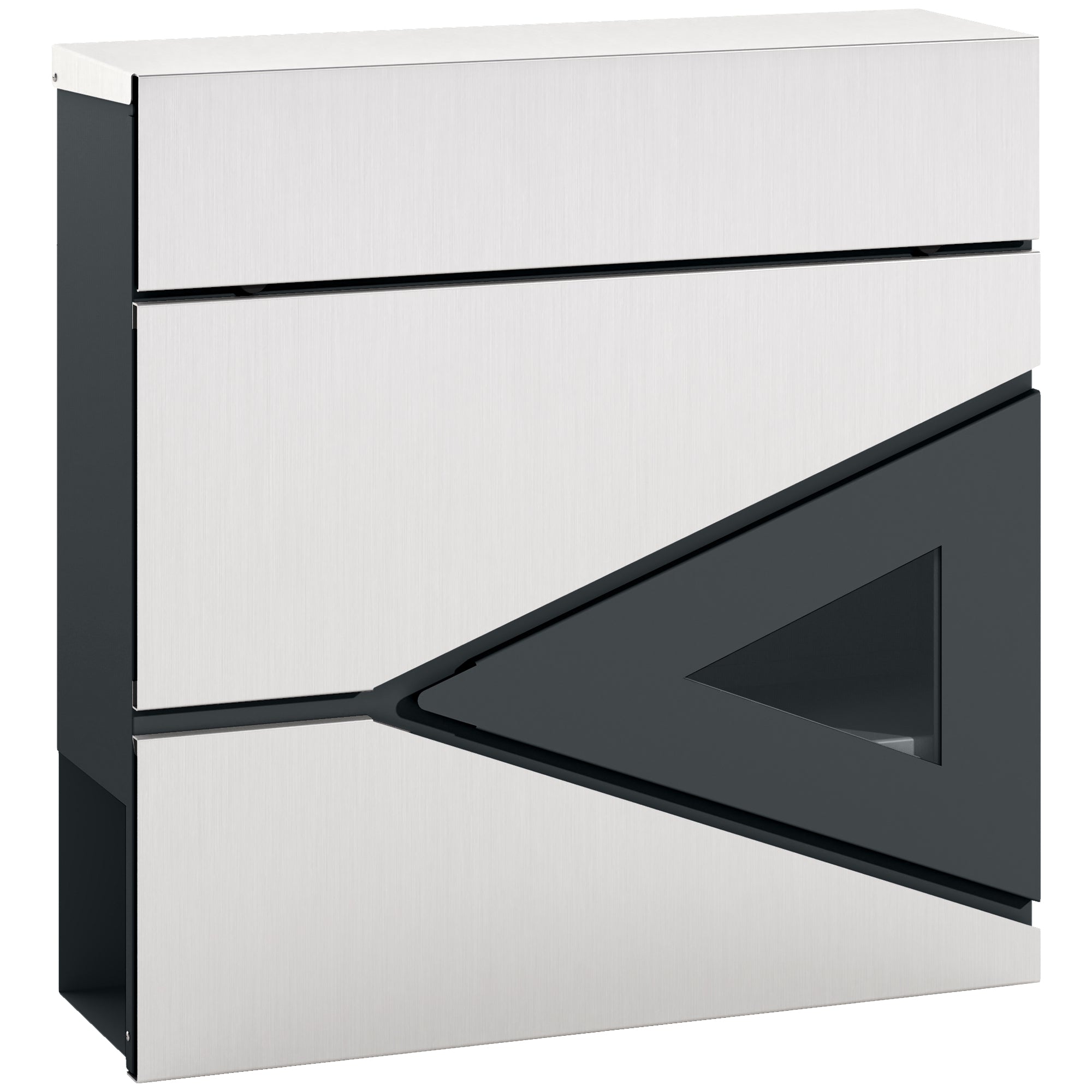 HOMCOM Wall Mounted Lockable Weatherproof Letterbox, Silver
