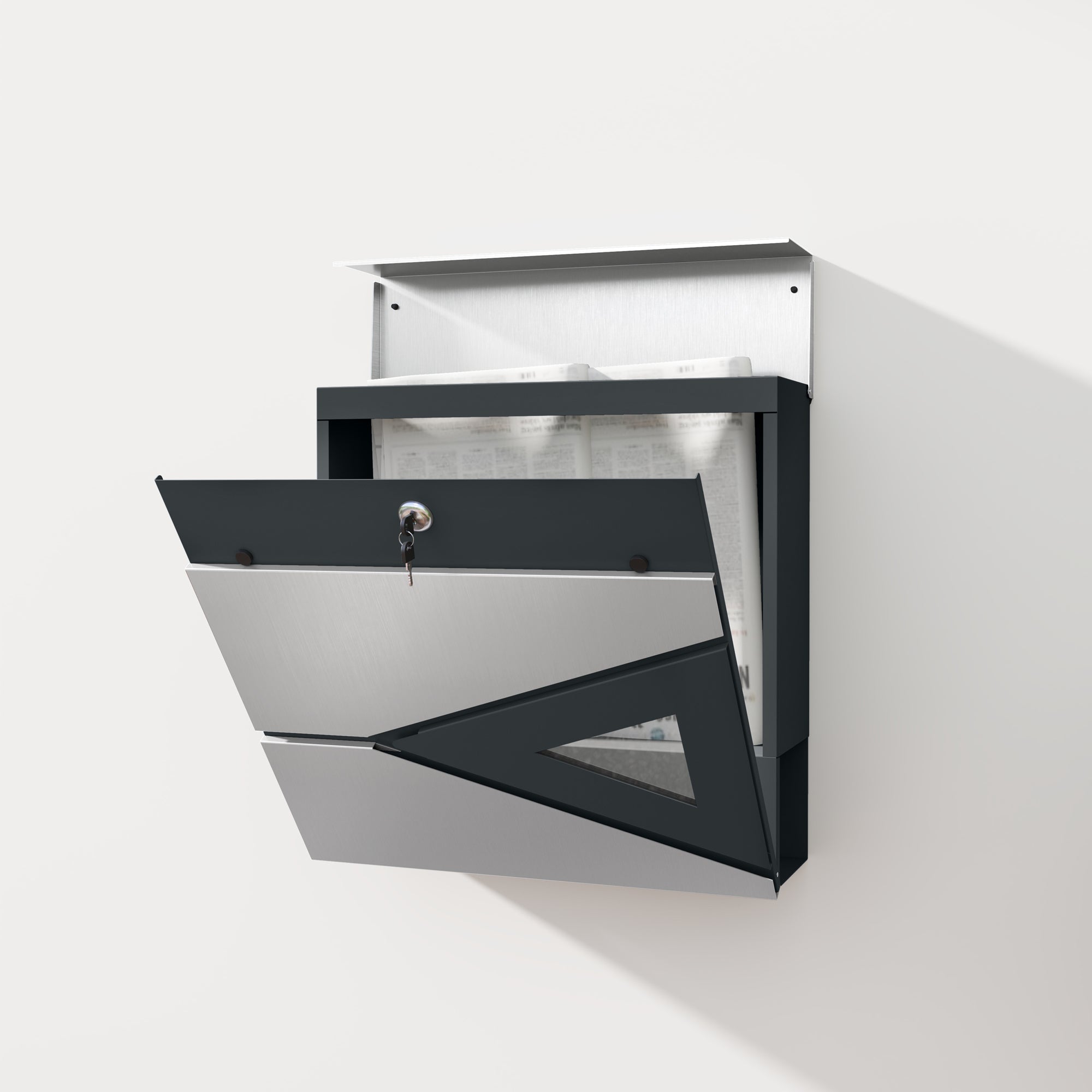 HOMCOM Wall Mounted Lockable Weatherproof Letterbox, Silver