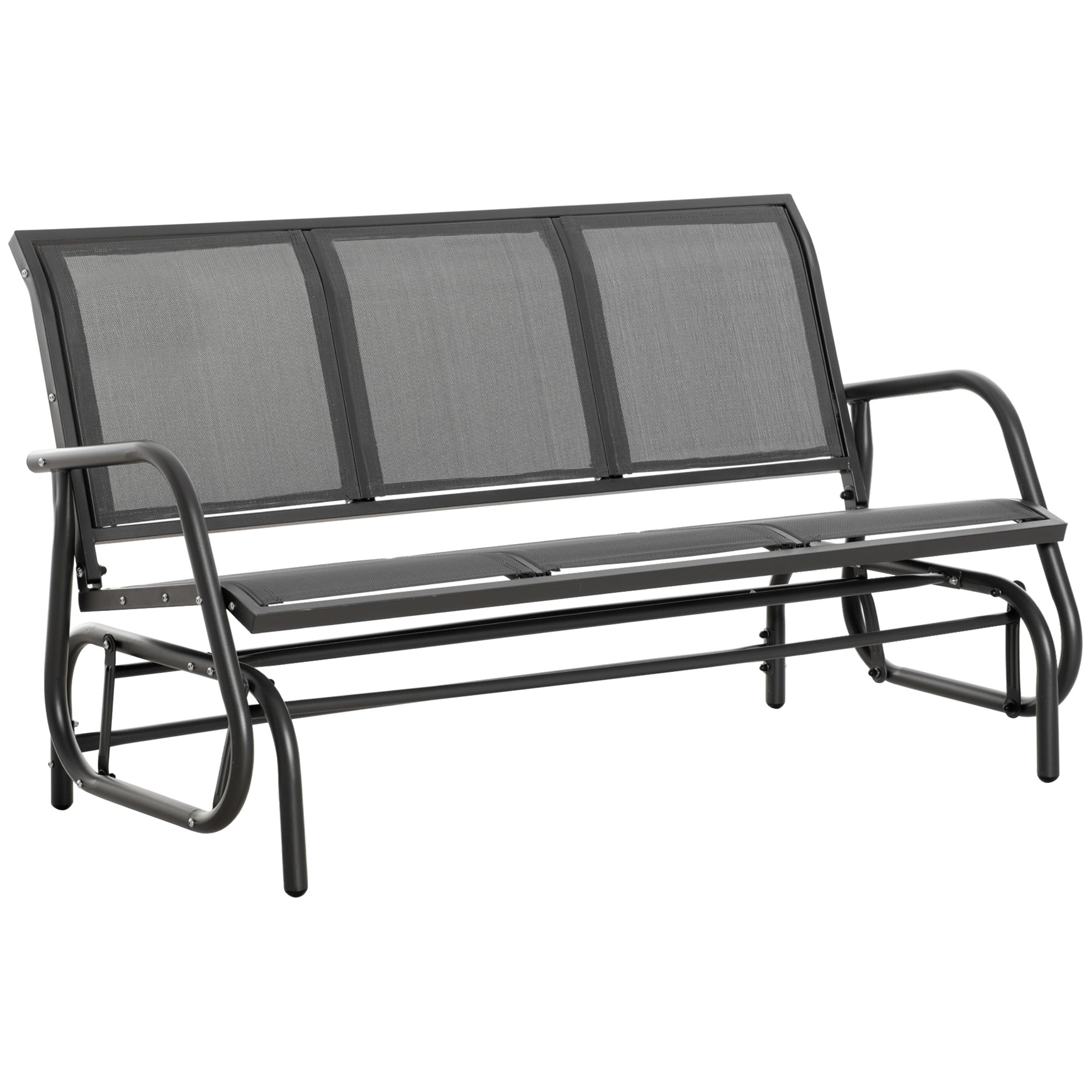 Outsunny 3-Seat Grey Outdoor Glider Rocking Bench, Metal Frame