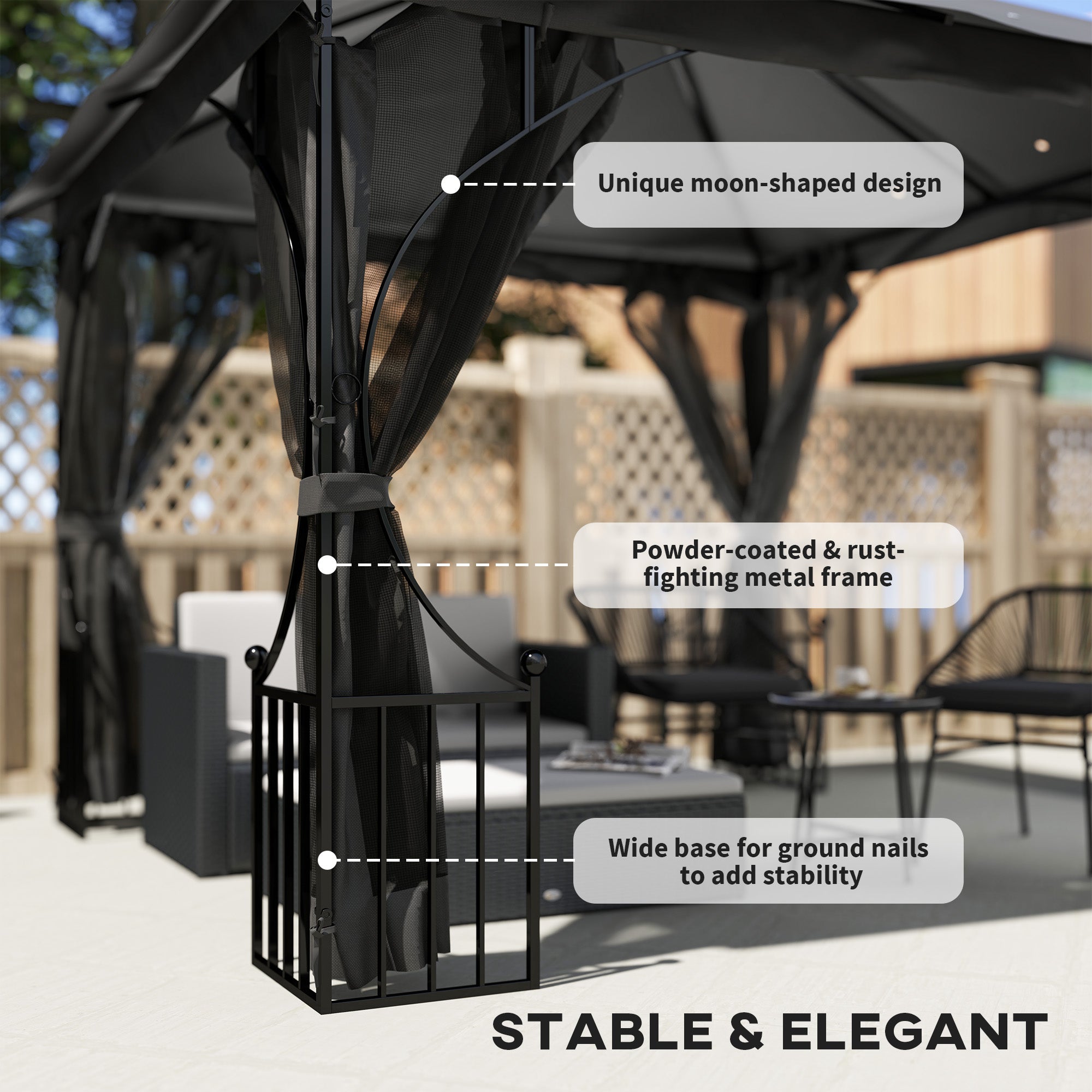 Outsunny 3x3m Gazebo Party Tent with Mesh Curtains, Dark Grey