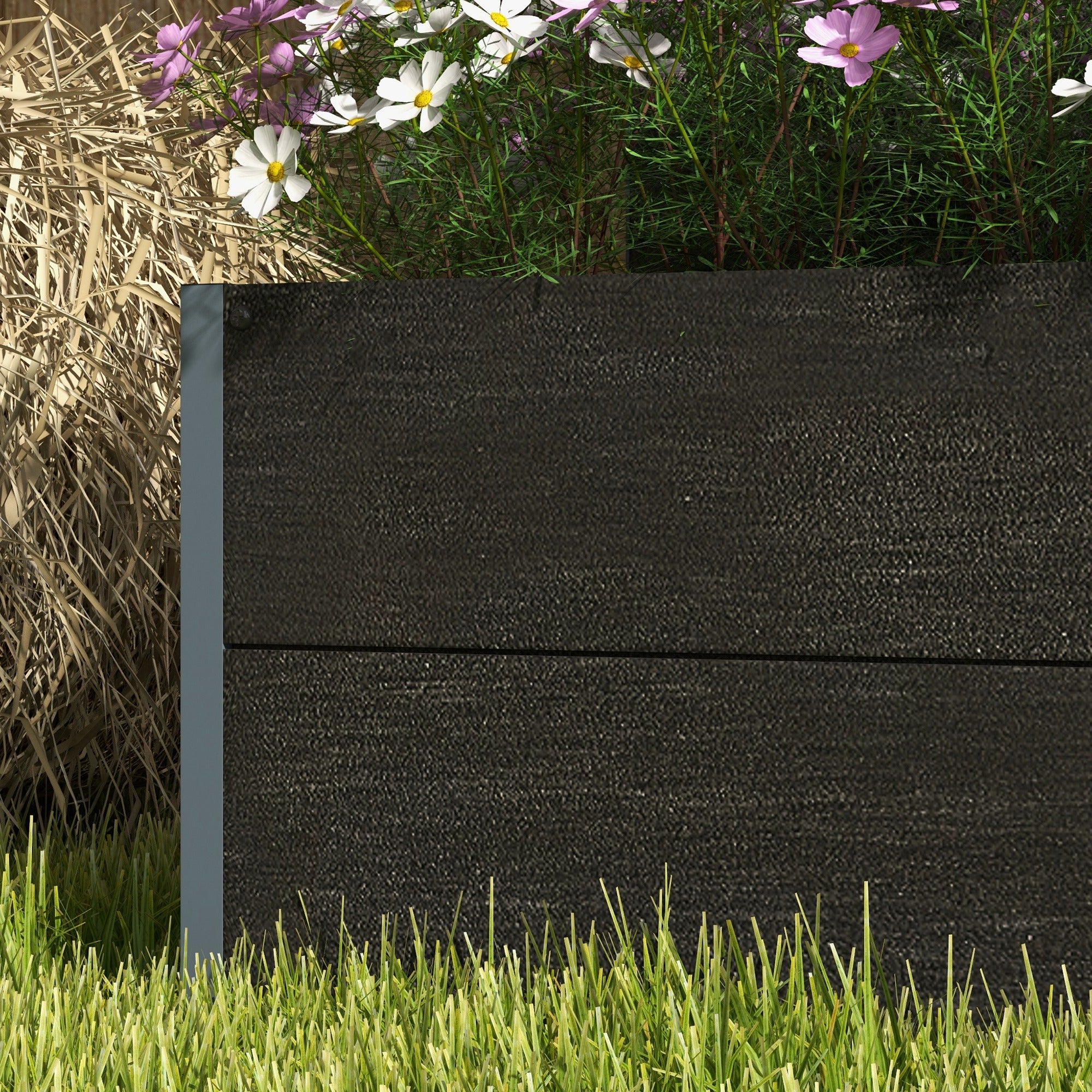 Outsunny Raised Garden Bed Planter Box with Trellis, Drainage Hole, Black