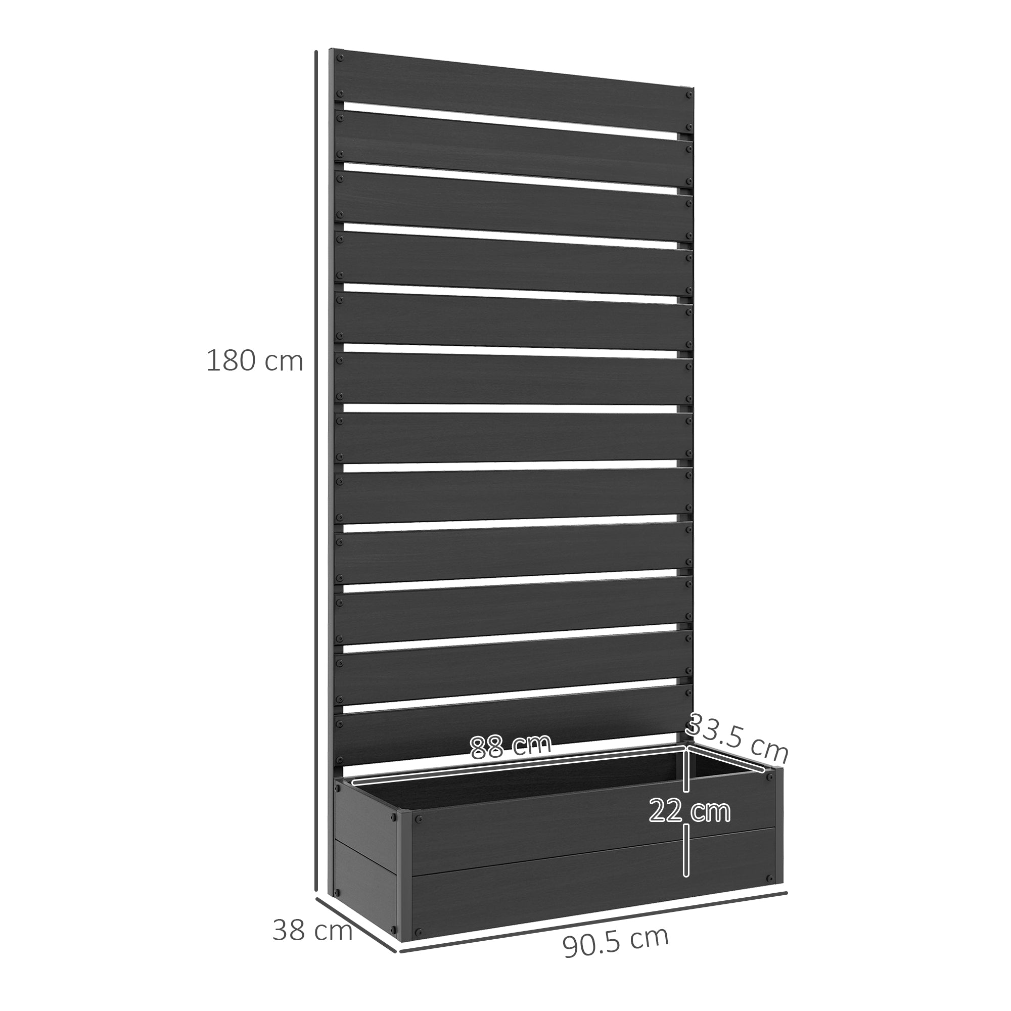Outsunny Black Raised Garden Bed with Trellis, Standing Patio Planter Box