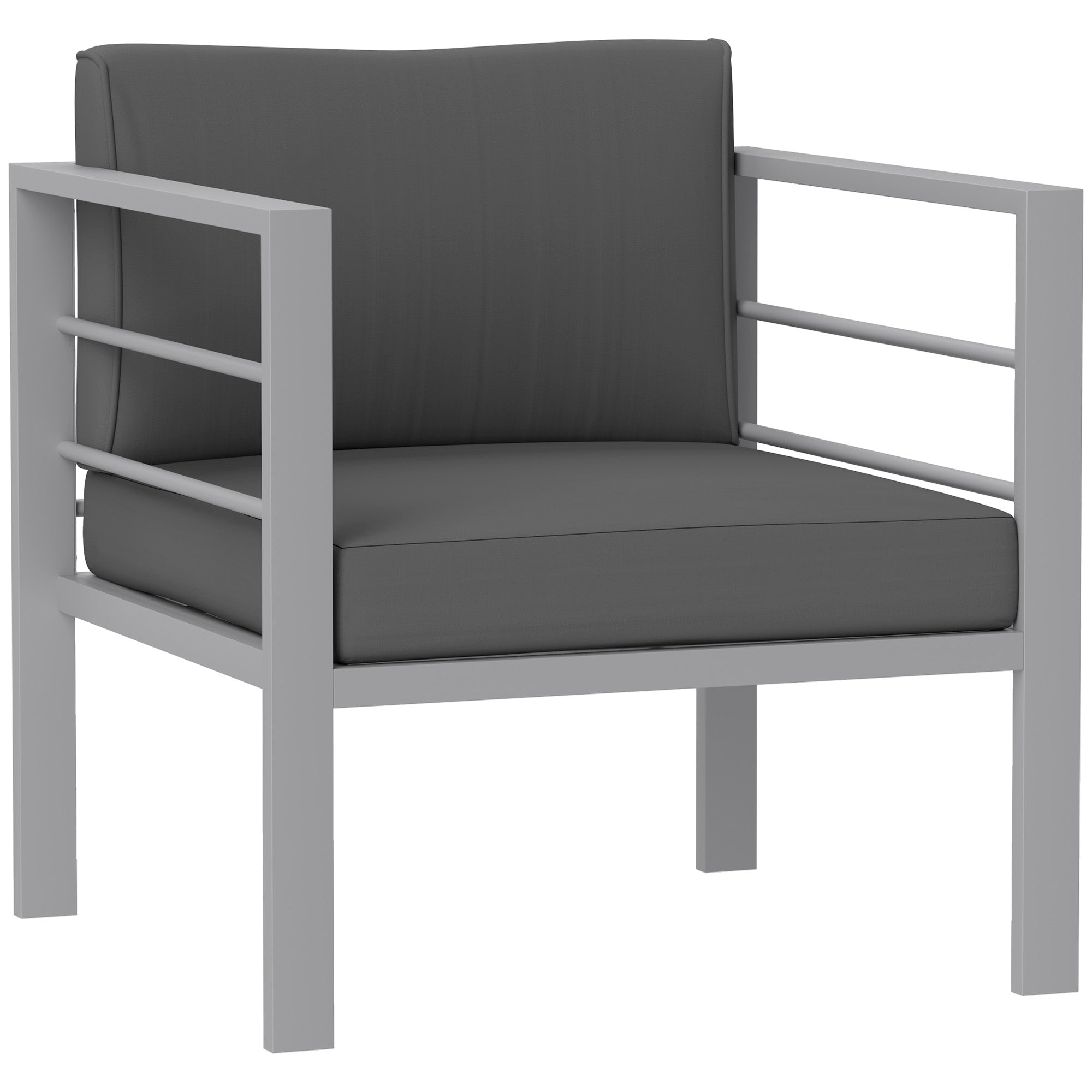 Outsunny Aluminium Patio Armchair with Removable Cushions, Charcoal Grey