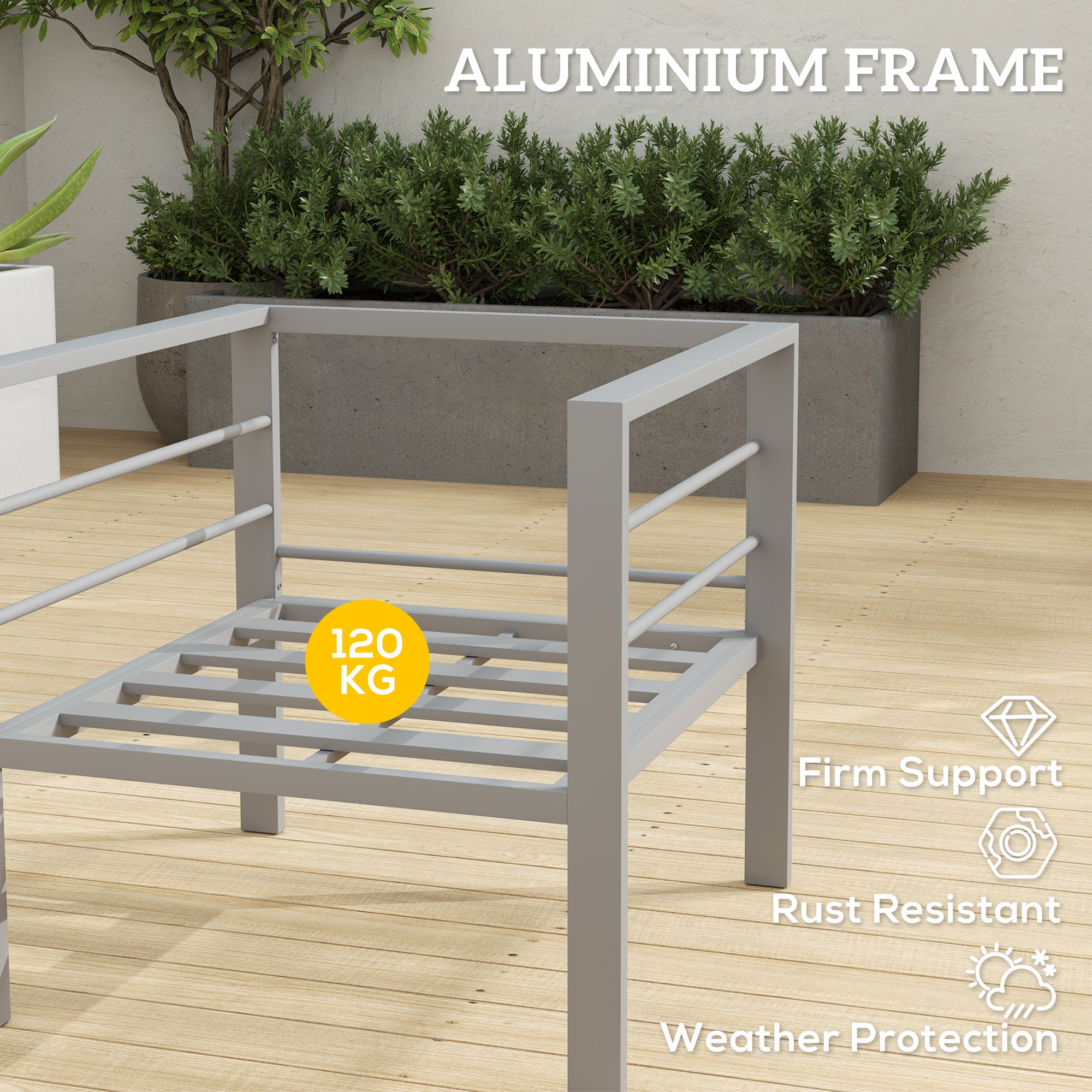 Outsunny Aluminium Patio Armchair with Removable Cushions, Charcoal Grey