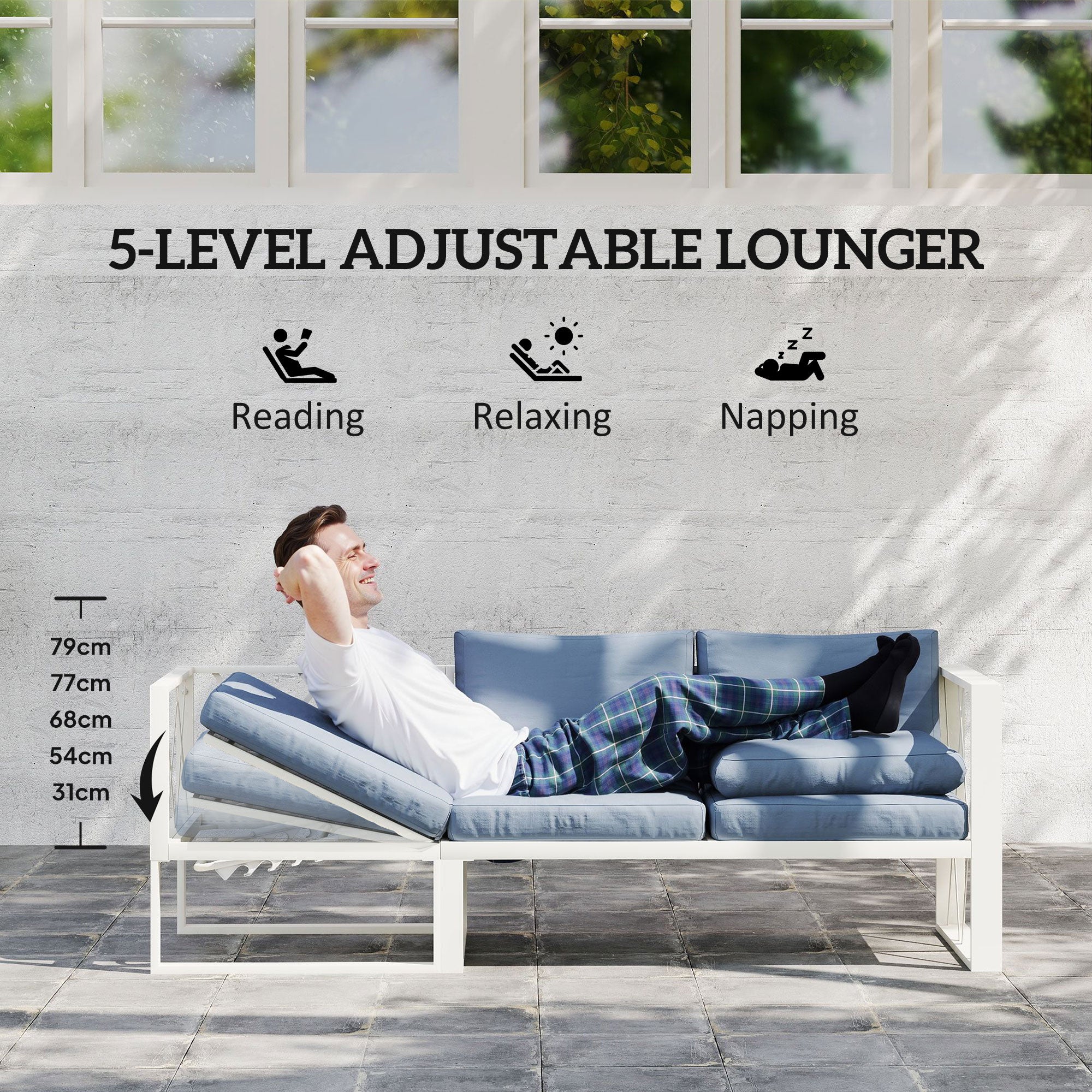 Outsunny 5-Seater Grey Sectional Outdoor Sofa Set with Table
