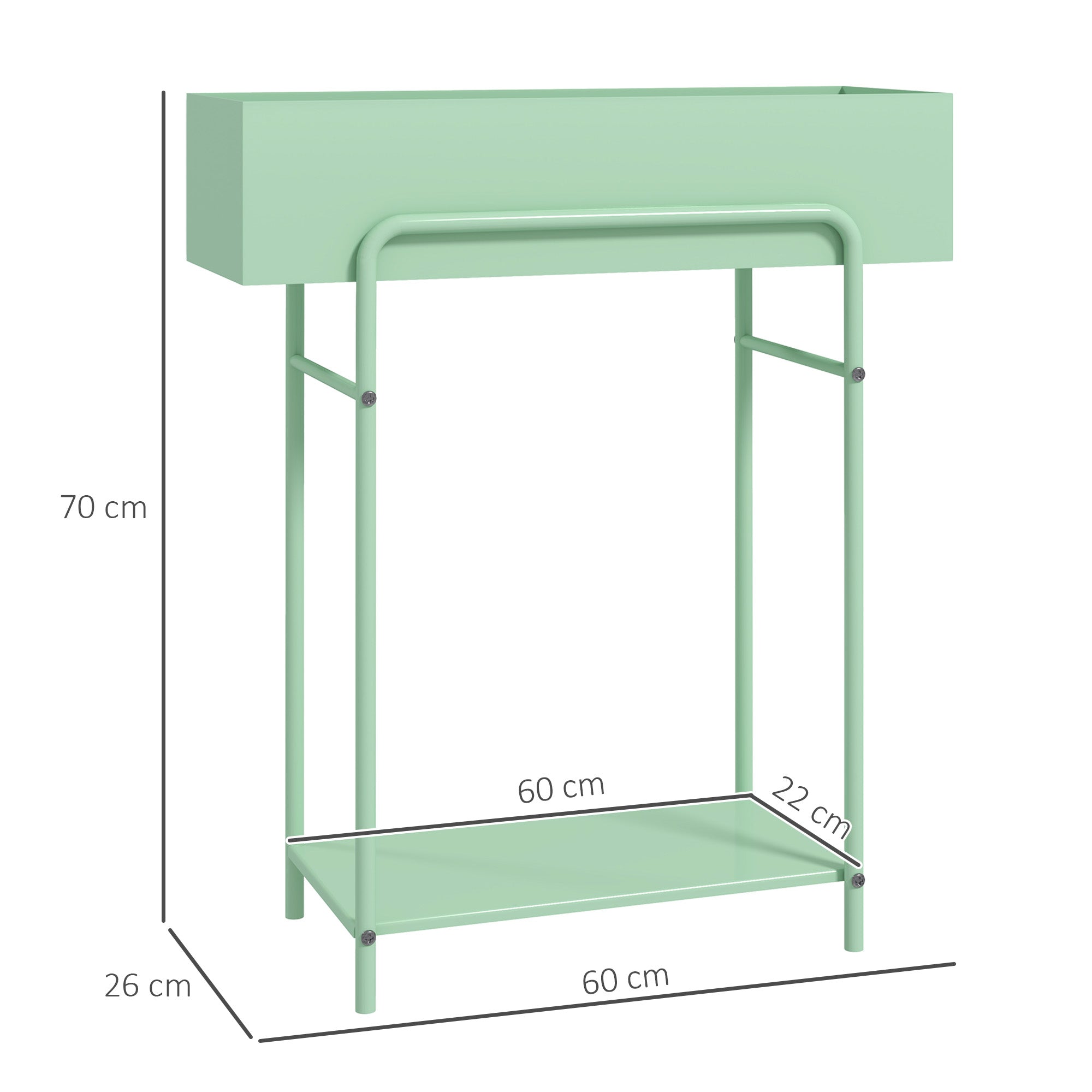Outsunny Green Metal Two-Tier Plant Stand with Drain Holes