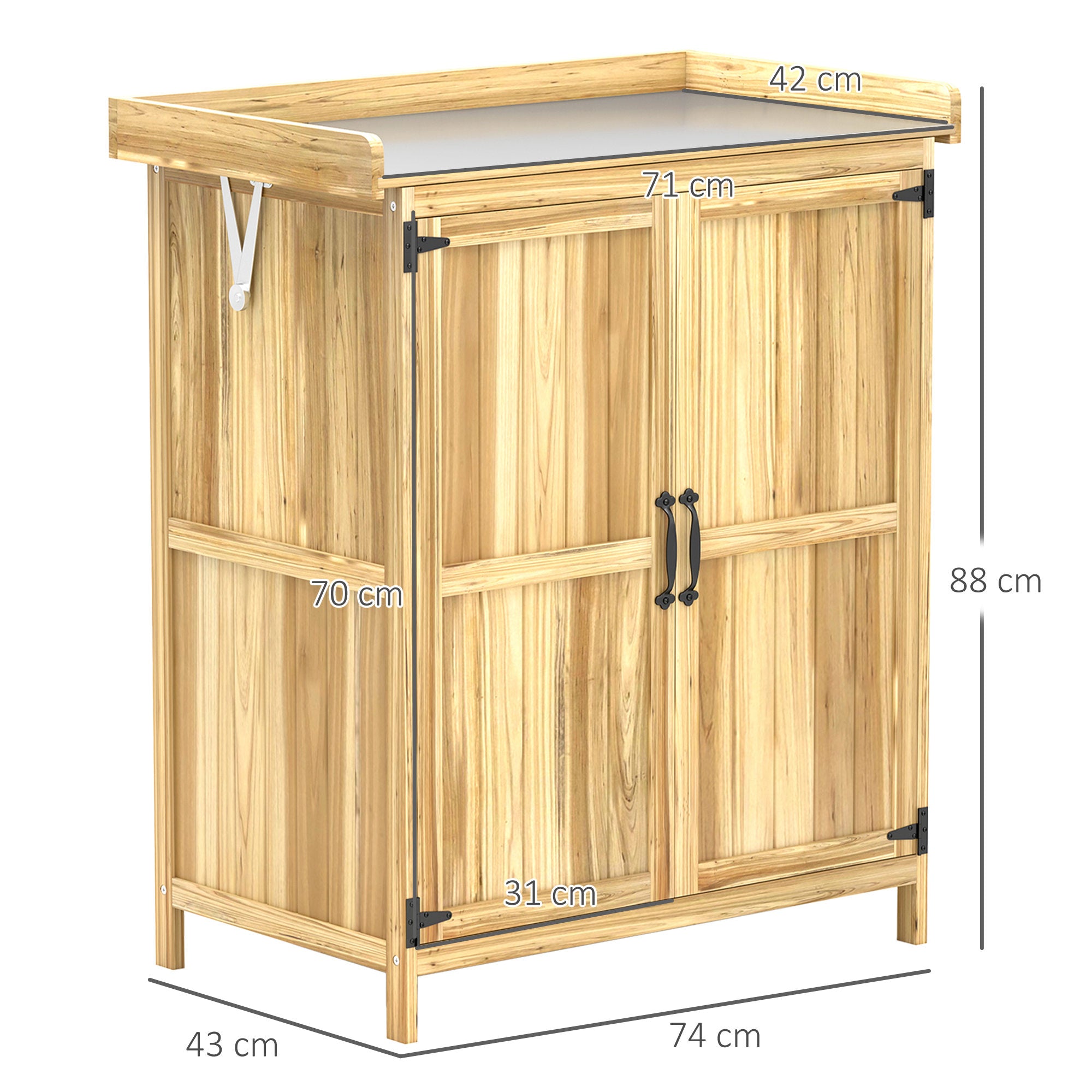 Outsunny Wooden Garden Storage Shed with Hinged Roof and Shelf