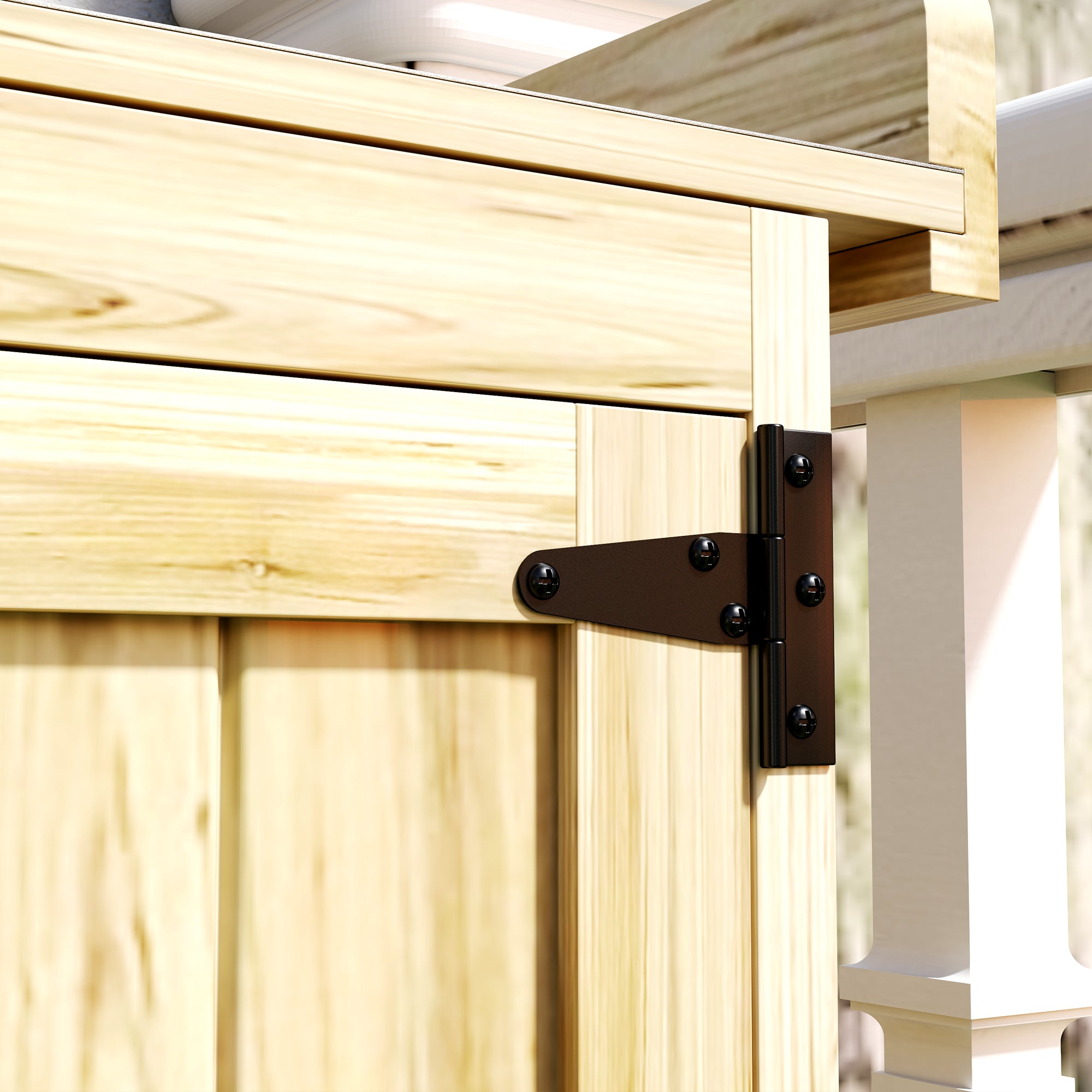 Outsunny Wooden Garden Storage Shed with Hinged Roof and Shelf