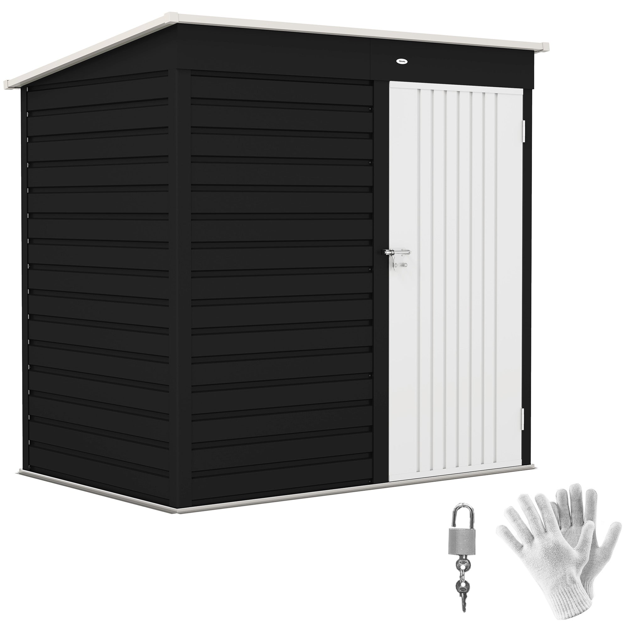 Outsunny 6 x 4ft Galvanised Steel Garden Shed, Lockable Door