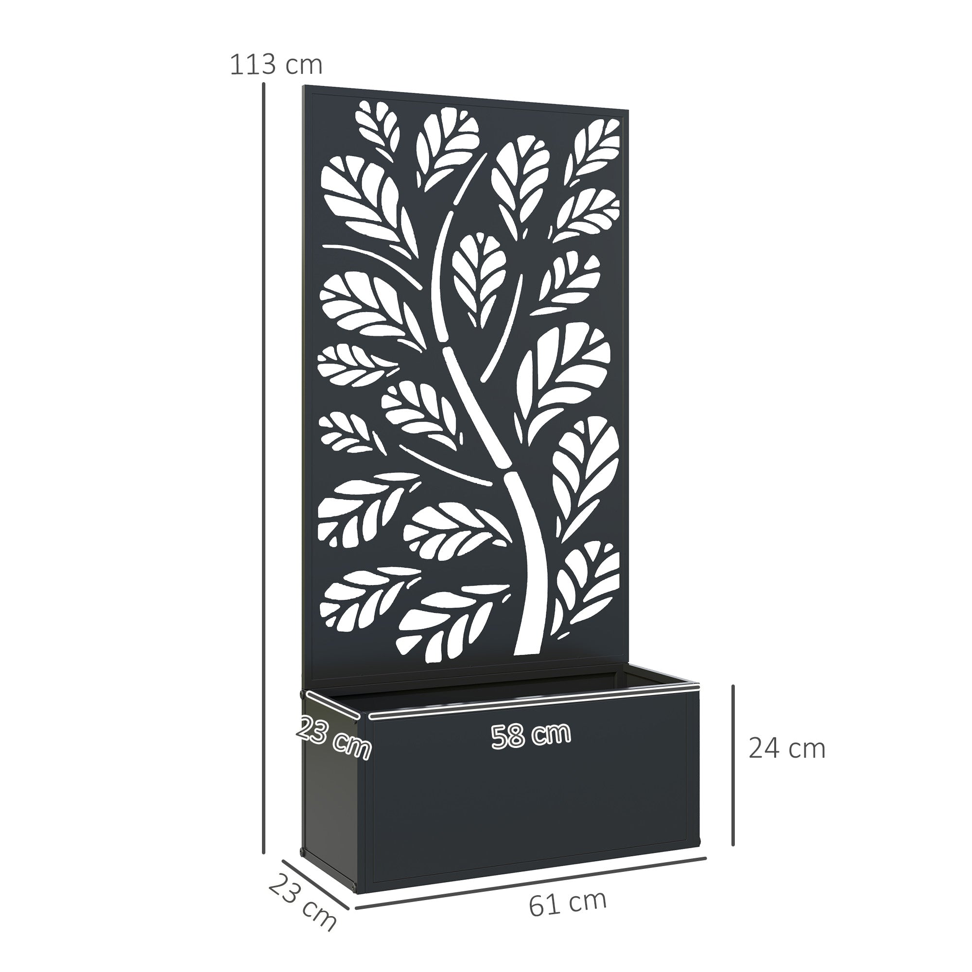 Outsunny Metal Raised Garden Bed with Trellis, Black Outdoor Planter