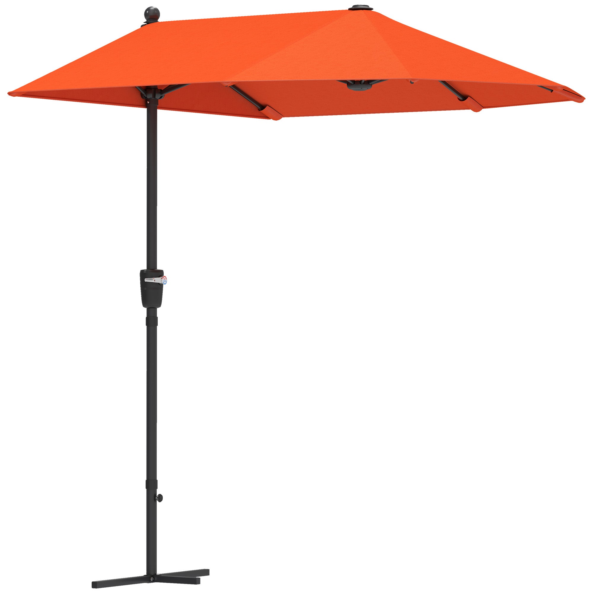 Outsunny 2m Half Garden Parasol with Crank Handle, Orange