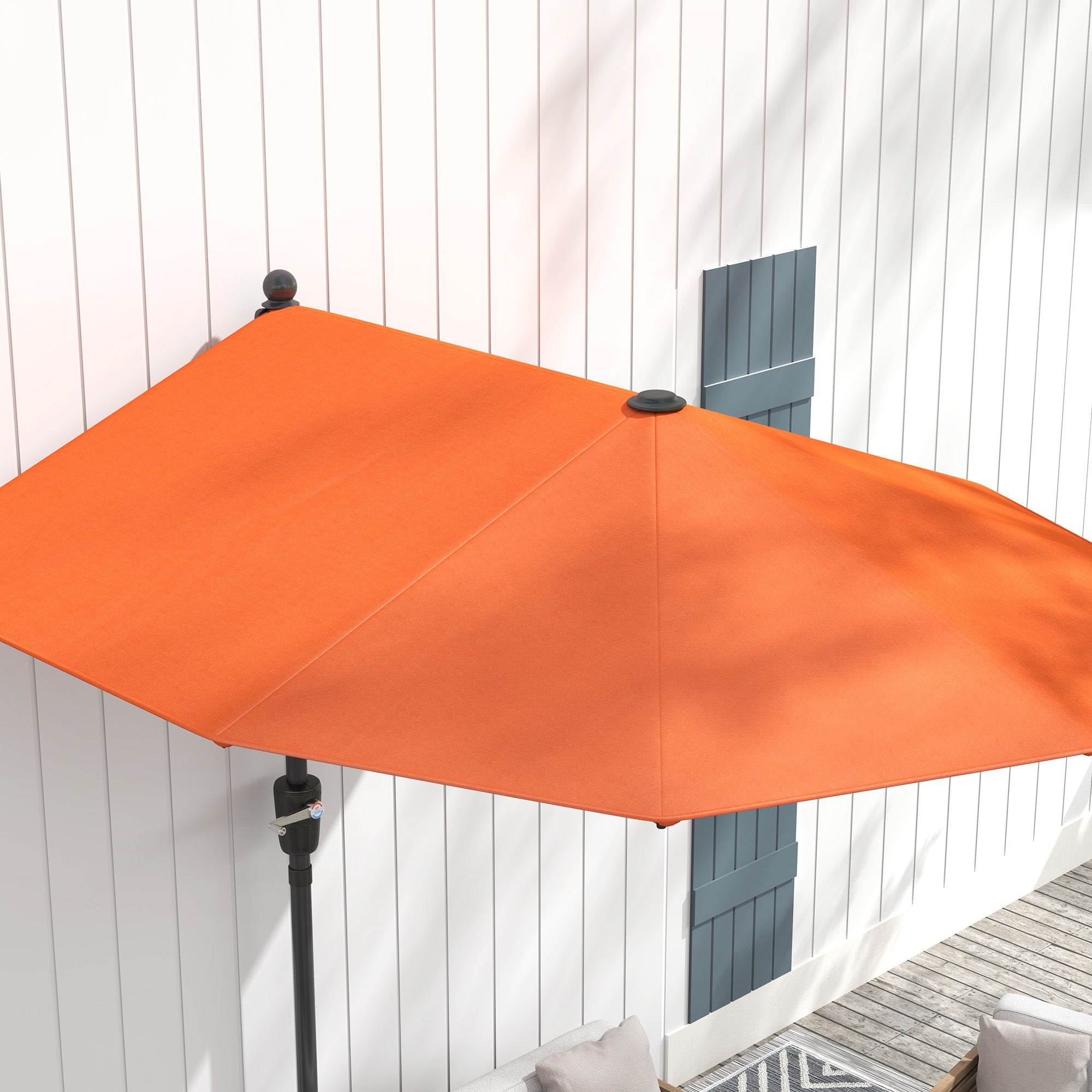 Outsunny 2m Half Garden Parasol with Crank Handle, Orange