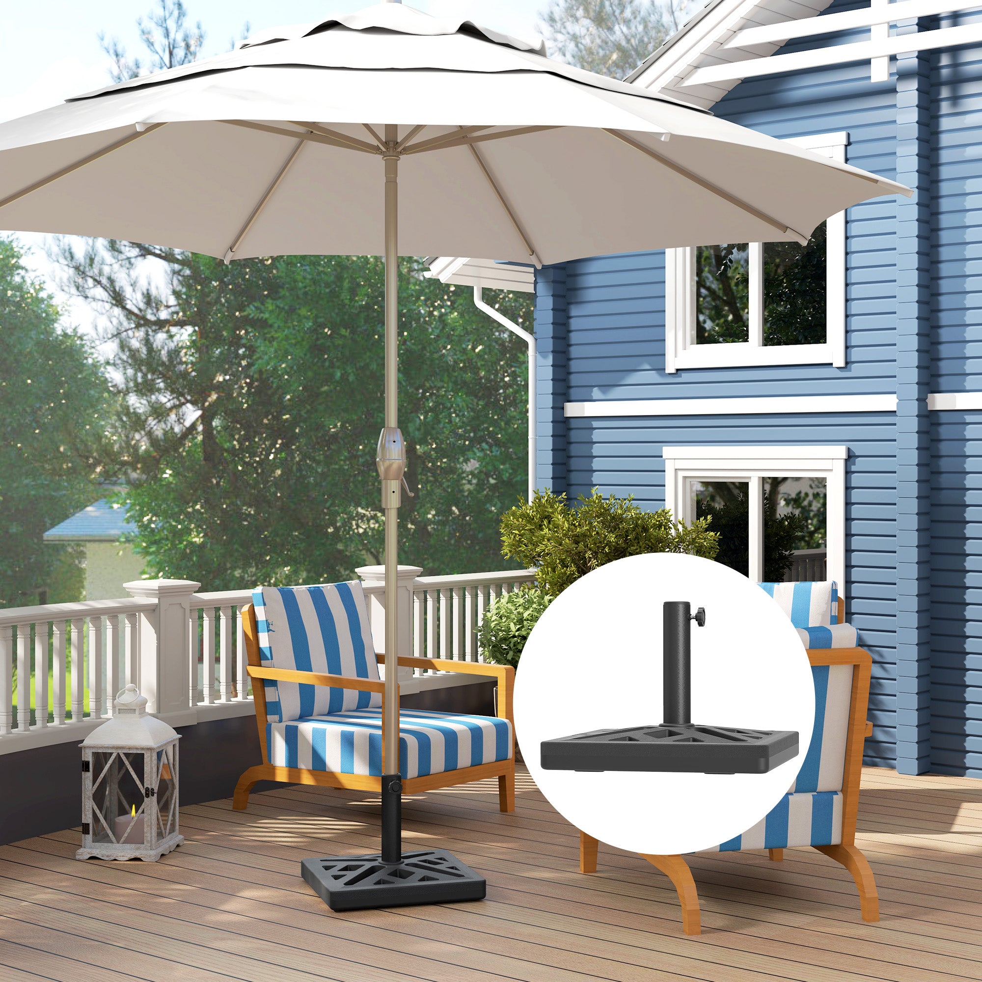 Outsunny 15kg Black Garden Umbrella Base with Cut-Out Design