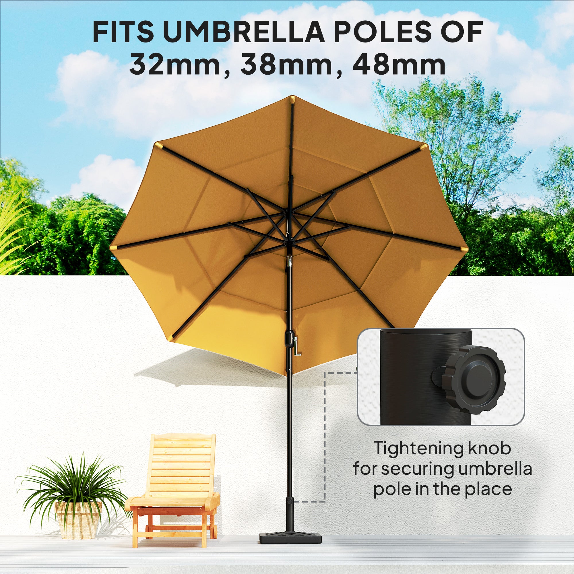 Outsunny 15kg Black Garden Umbrella Base with Cut-Out Design