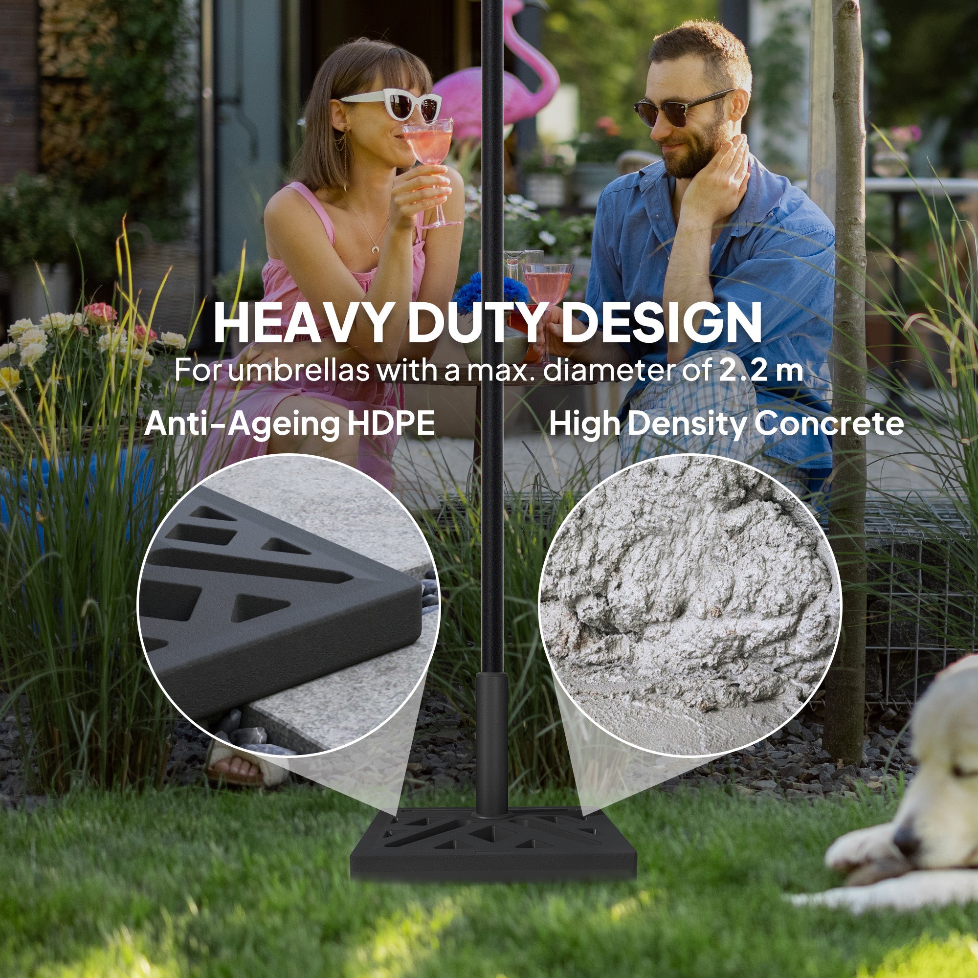 Outsunny 15kg Black Garden Umbrella Base with Cut-Out Design
