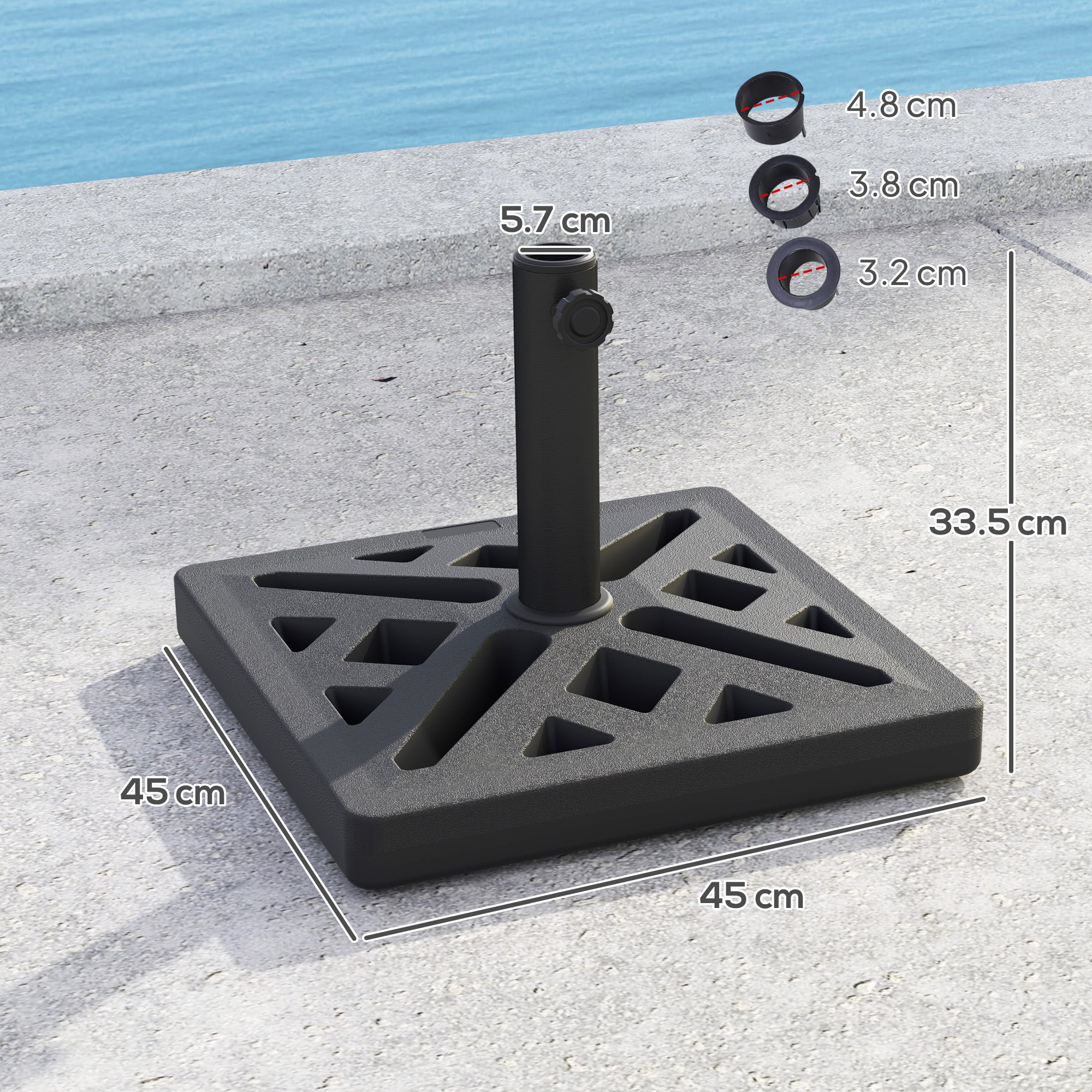 Outsunny 15kg Black Garden Umbrella Base with Cut-Out Design