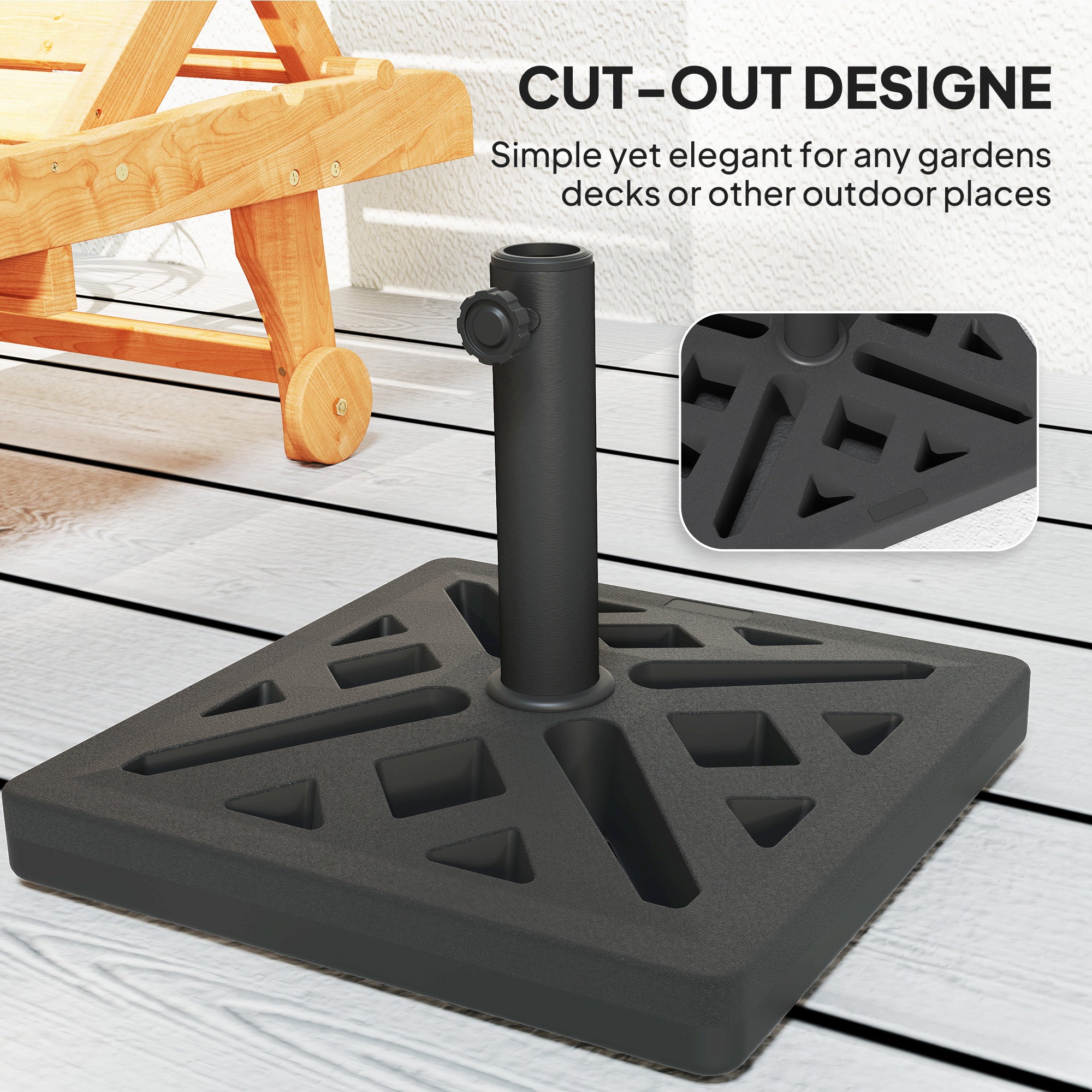 Outsunny 15kg Black Garden Umbrella Base with Cut-Out Design