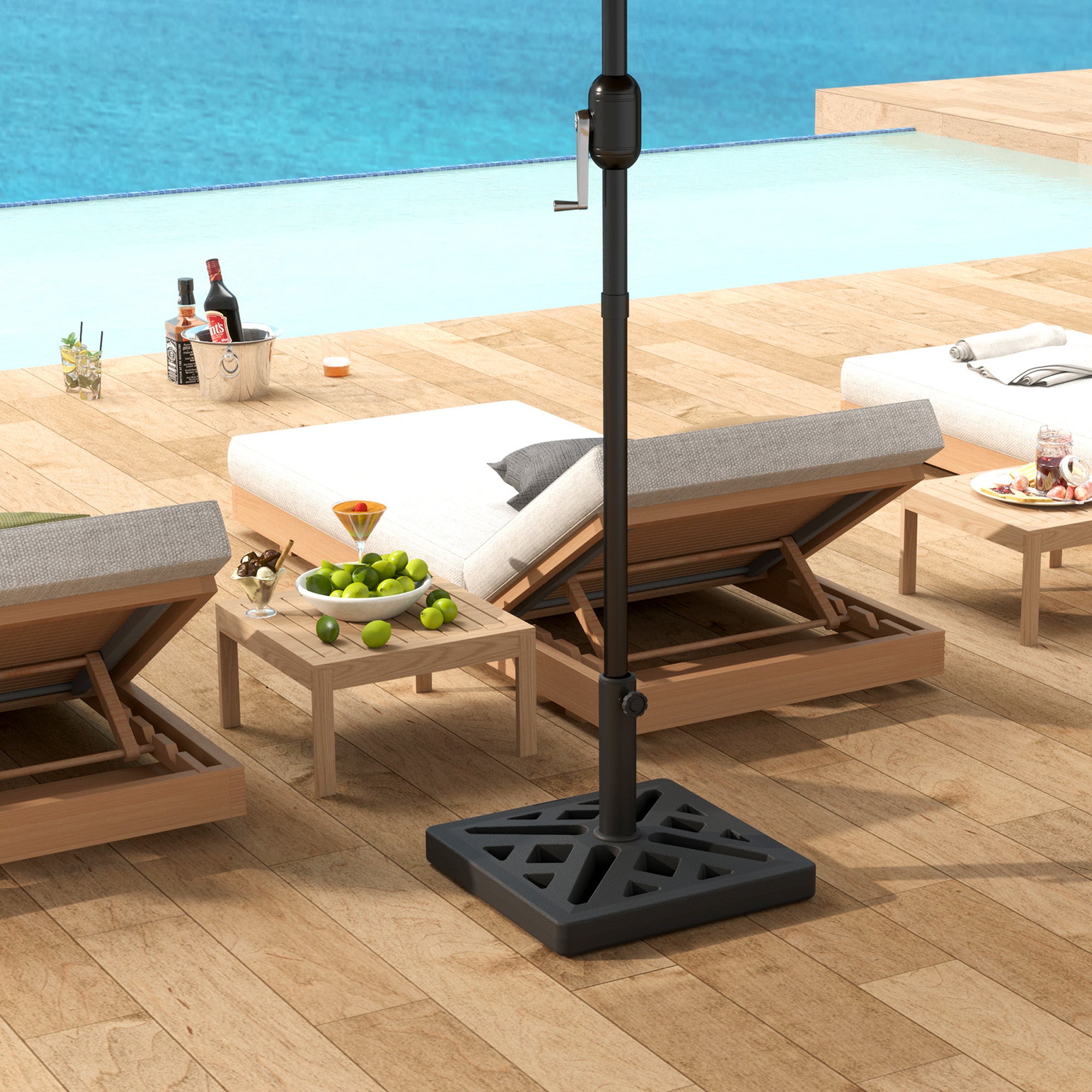 Outsunny 15kg Black Garden Umbrella Base with Cut-Out Design
