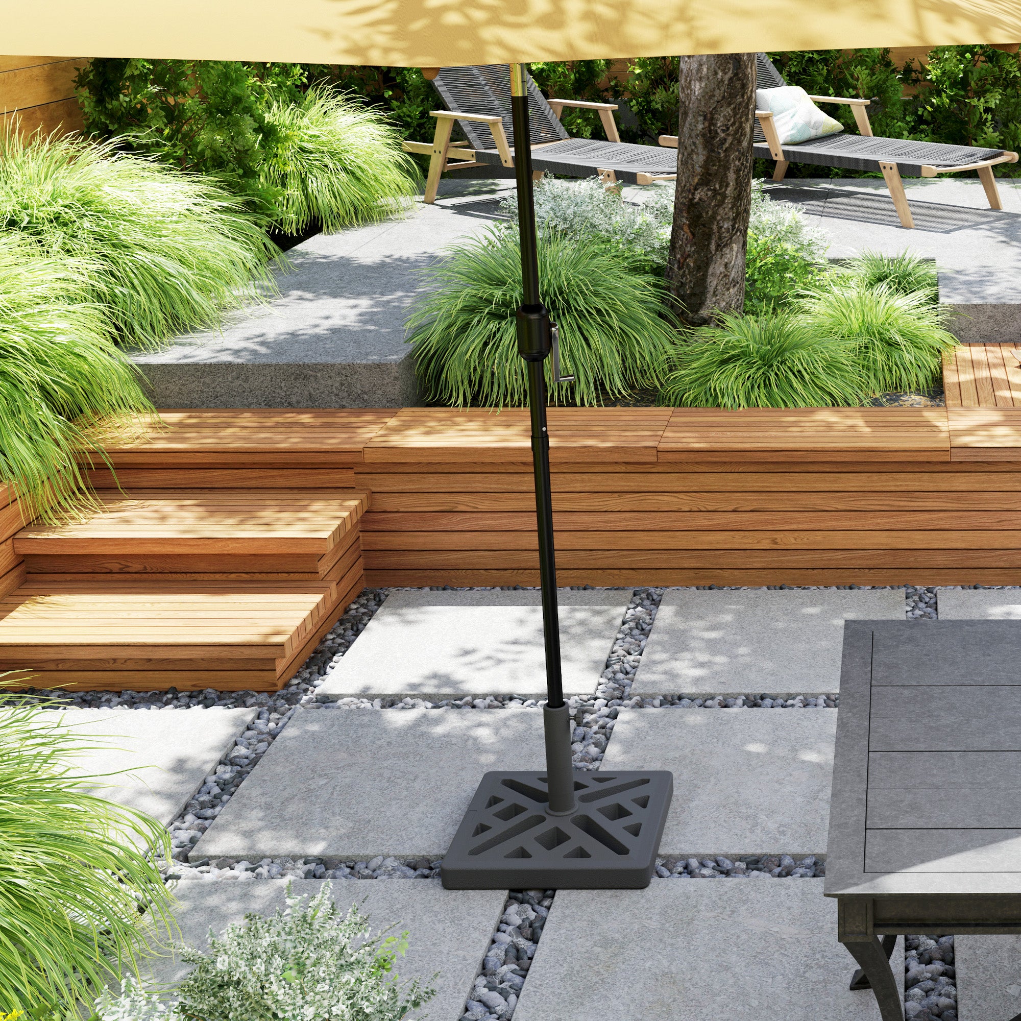 Outsunny 15kg Black Garden Umbrella Base with Cut-Out Design