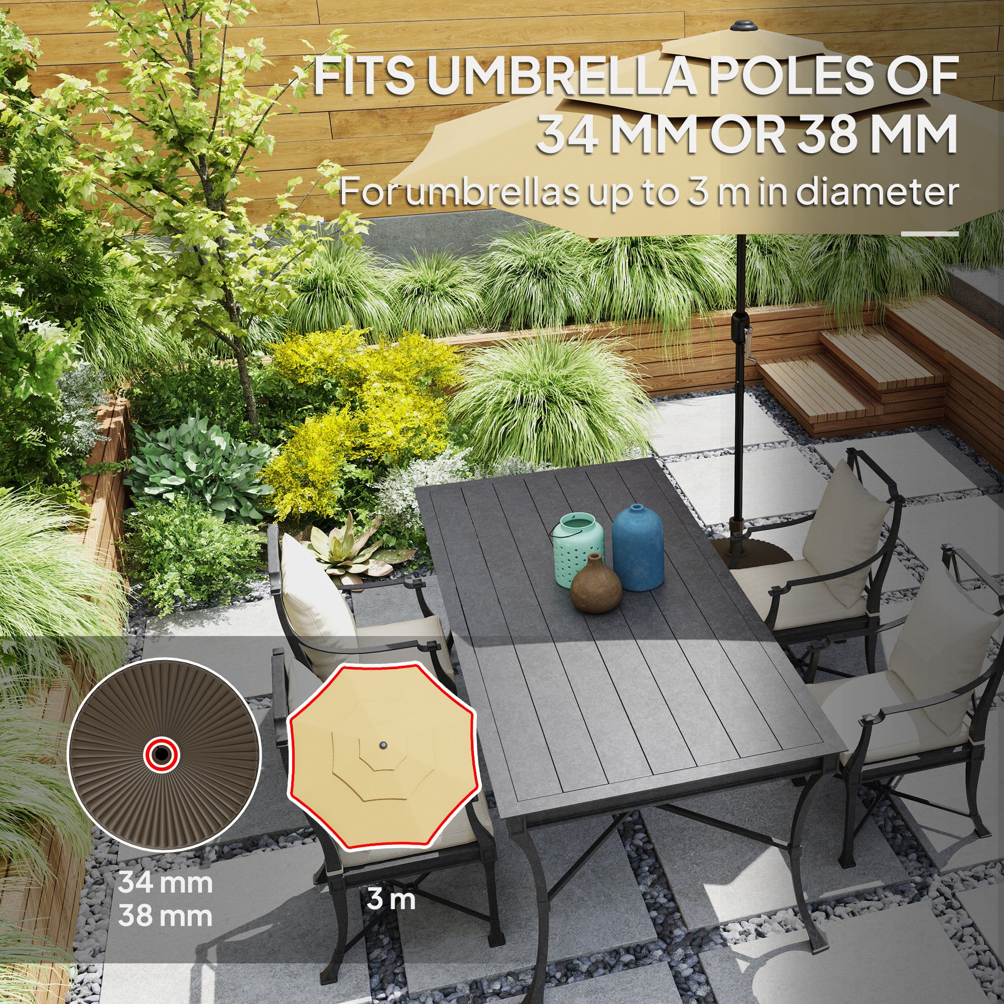 Outsunny Garden Parasol Base, 28kg Sand or 23kg Water Fill, Brown