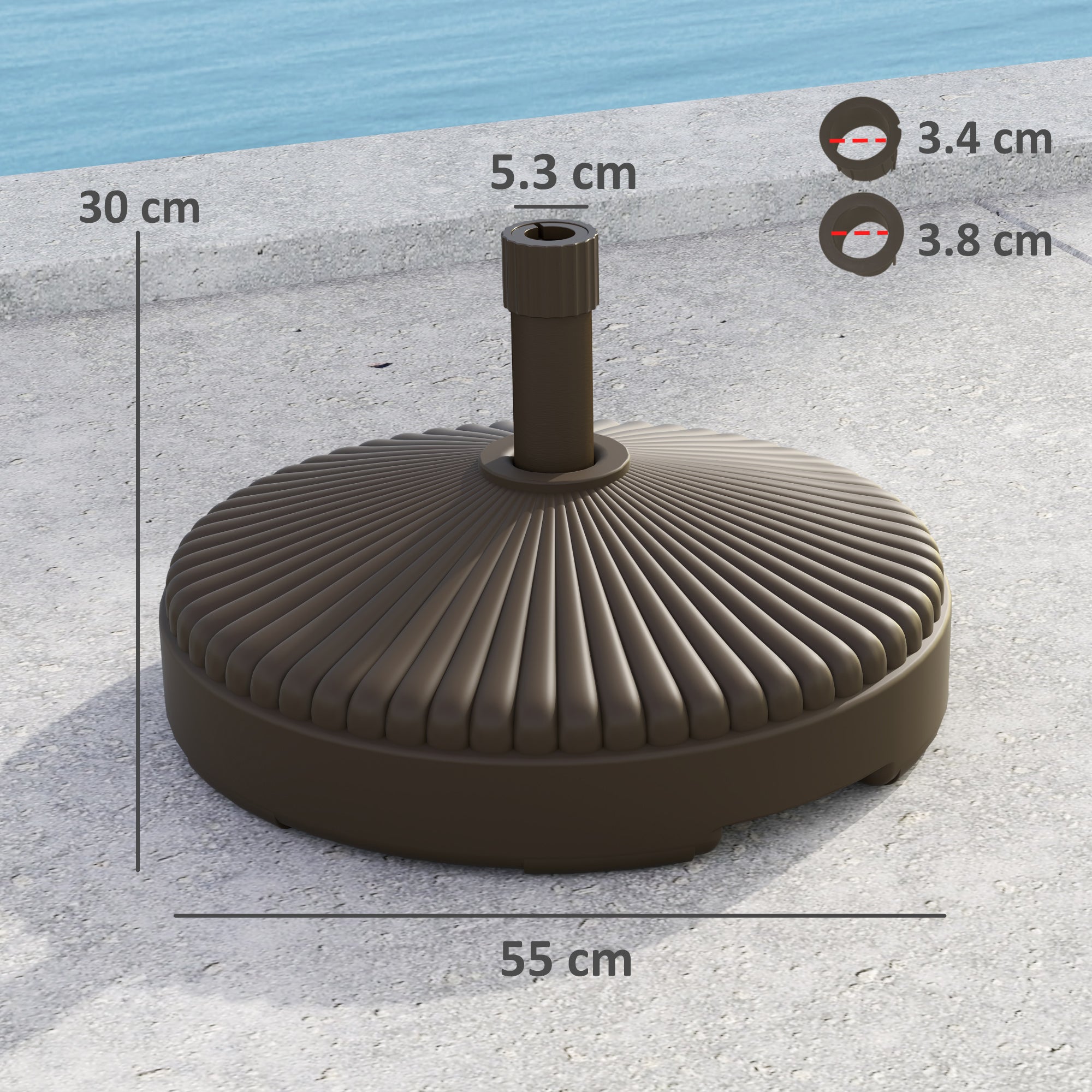Outsunny Garden Parasol Base, 28kg Sand or 23kg Water Fill, Brown