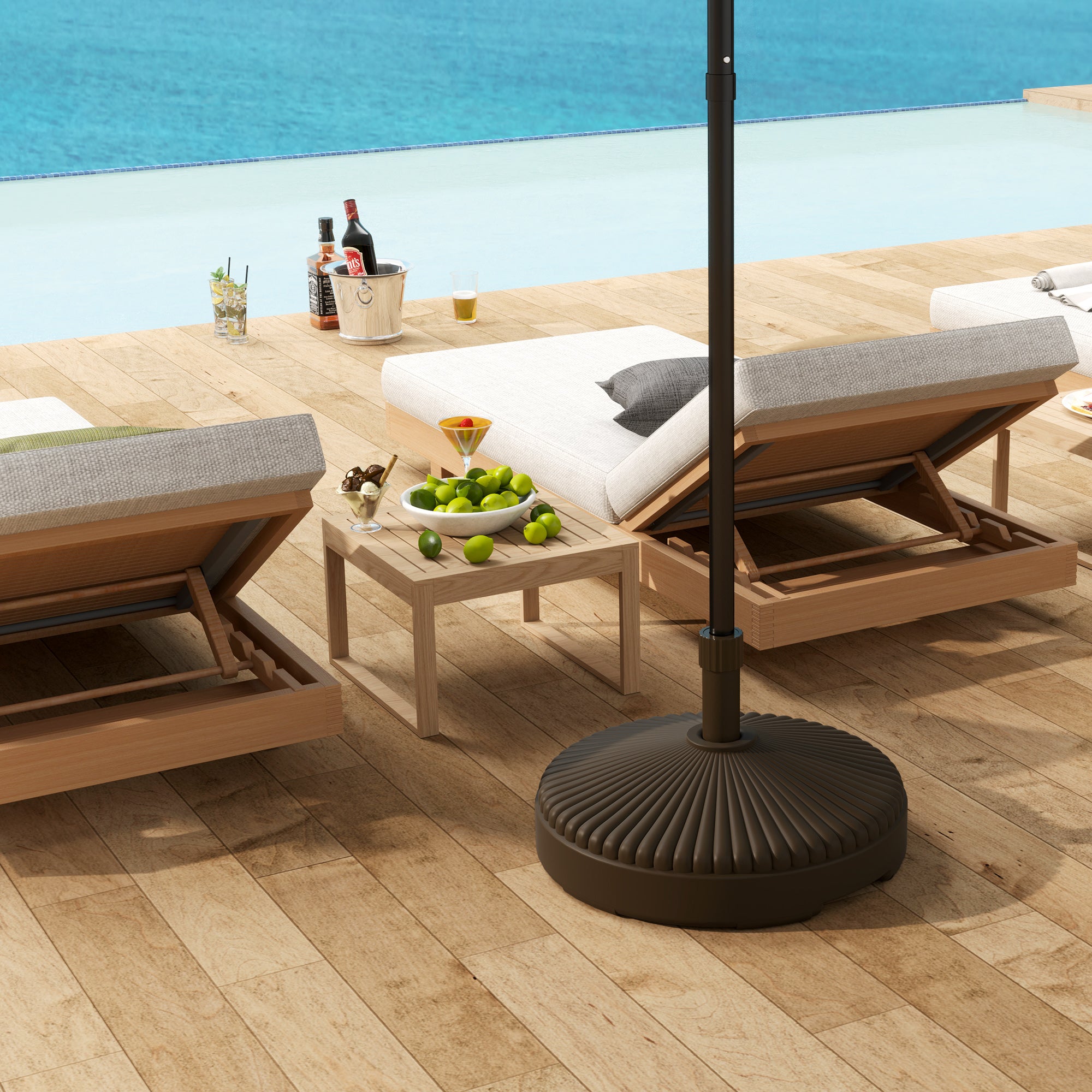 Outsunny Garden Parasol Base, 28kg Sand or 23kg Water Fill, Brown