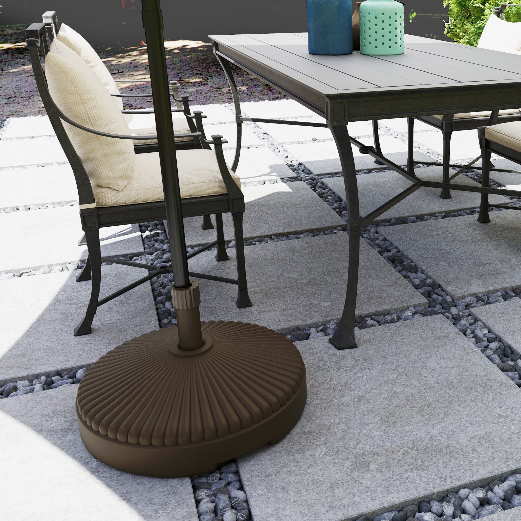 Outsunny Garden Parasol Base, 28kg Sand or 23kg Water Fill, Brown