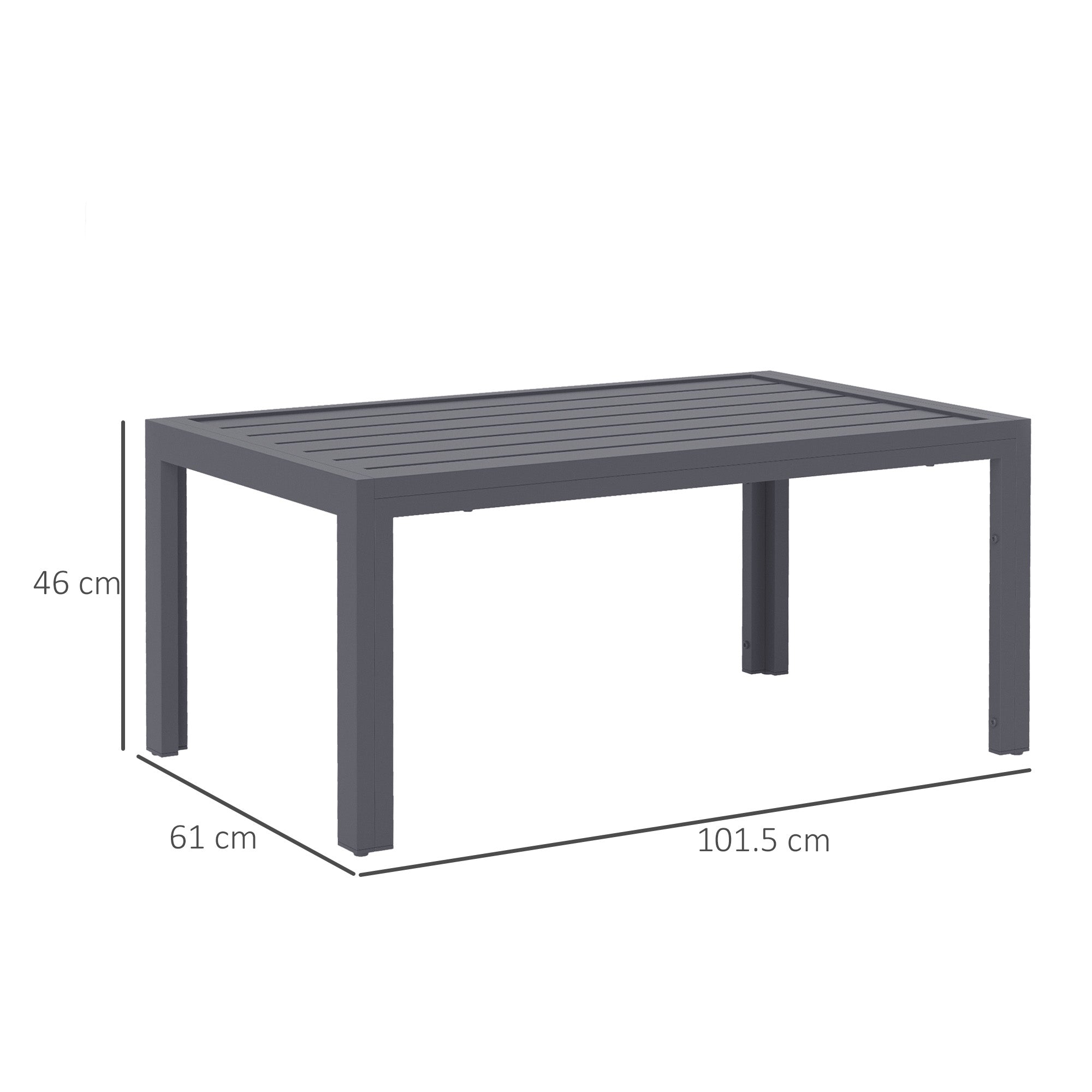 Outsunny Grey Outdoor Garden Side Table with Steel Slat Top
