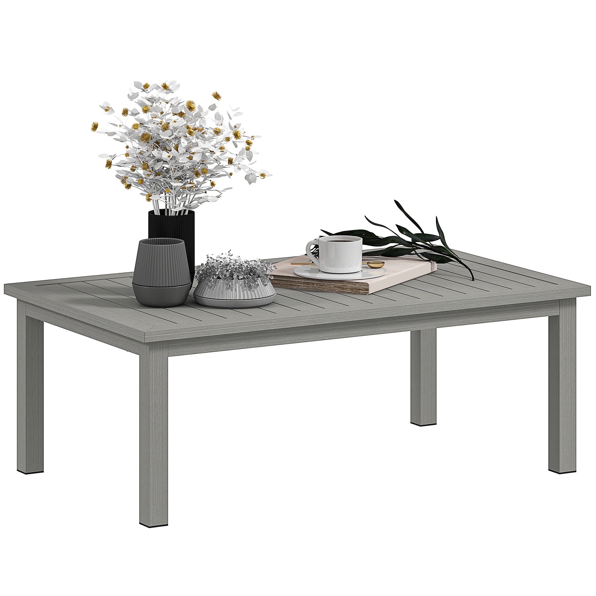 Outsunny Outdoor Patio Coffee Table, Aluminium, 100 x 60 cm, Grey
