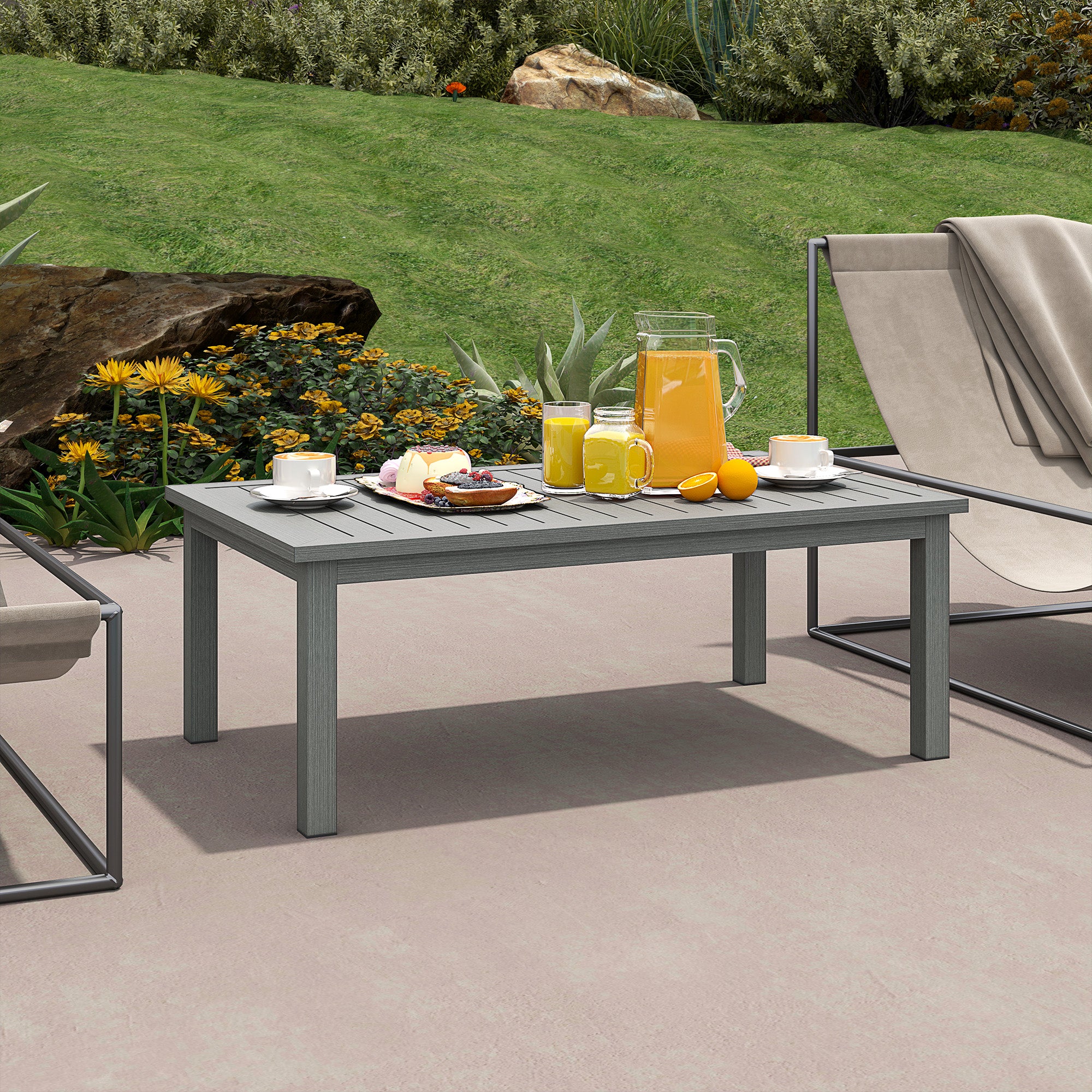 Outsunny Outdoor Patio Coffee Table, Aluminium, 100 x 60 cm, Grey