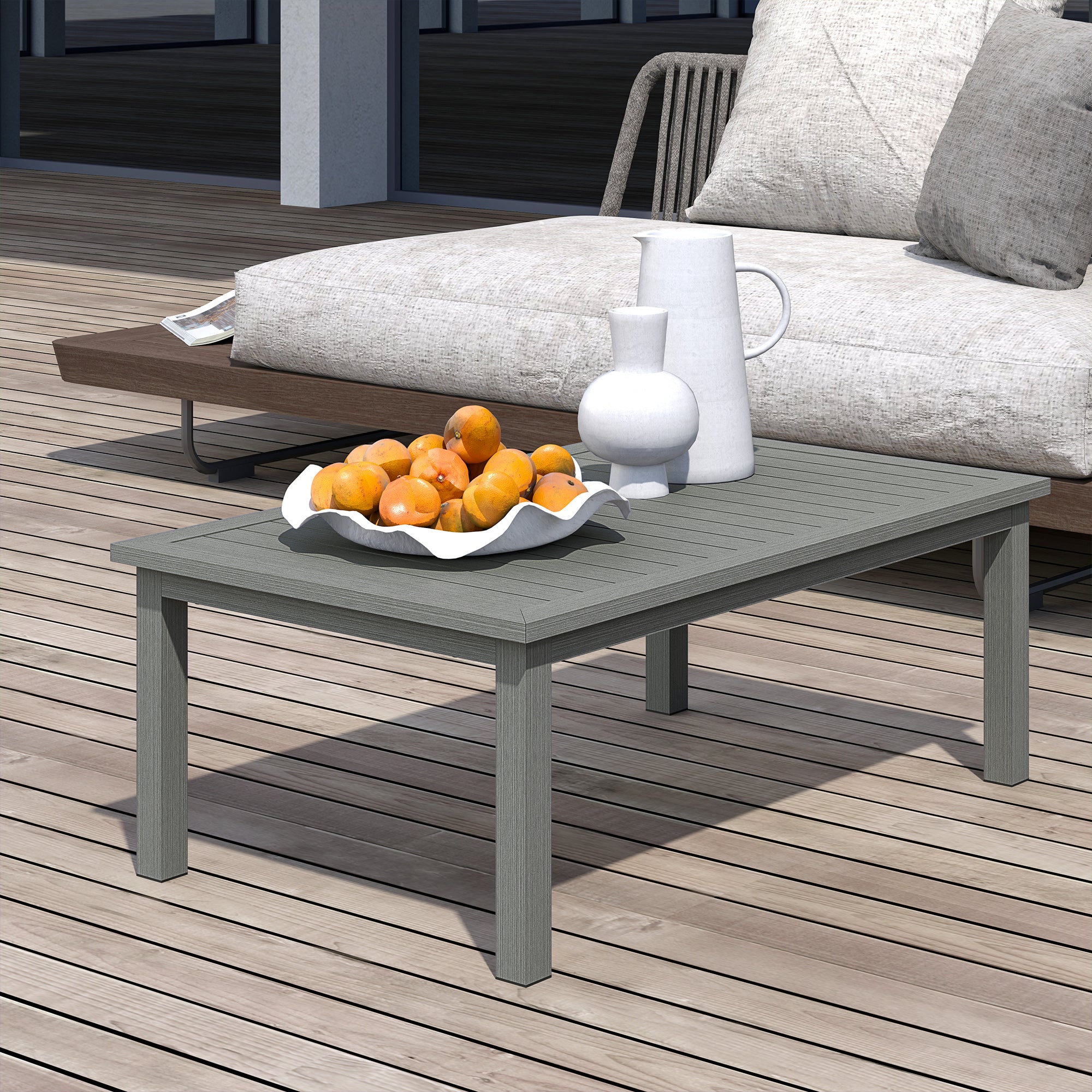 Outsunny Outdoor Patio Coffee Table, Aluminium, 100 x 60 cm, Grey