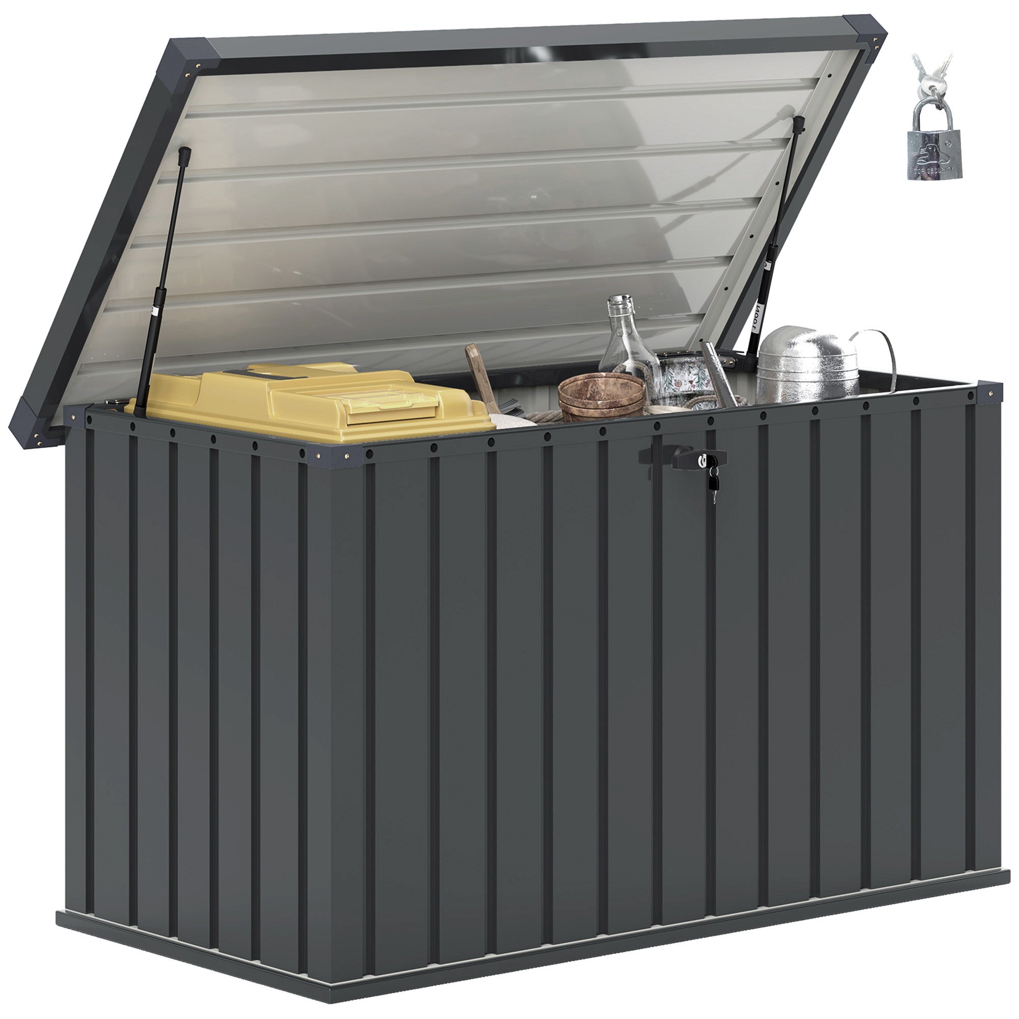 Outsunny 400L Waterproof Galvanised Steel Outdoor Storage Box with Lock