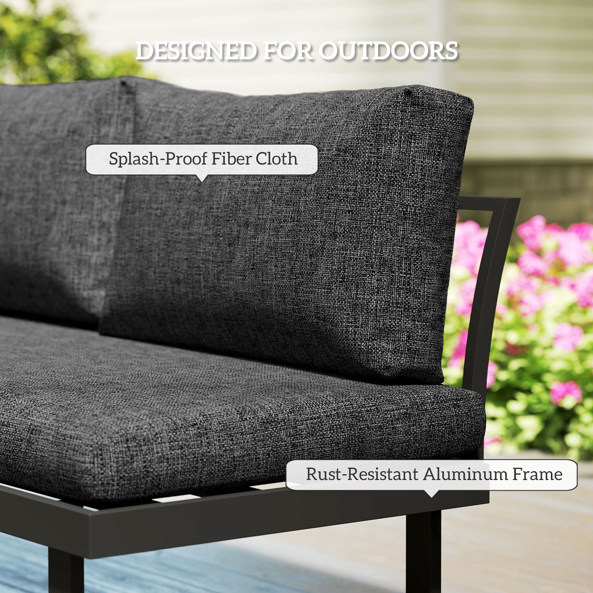 Outsunny 4 Seater L-Shaped Aluminium Garden Set with Coffee Table