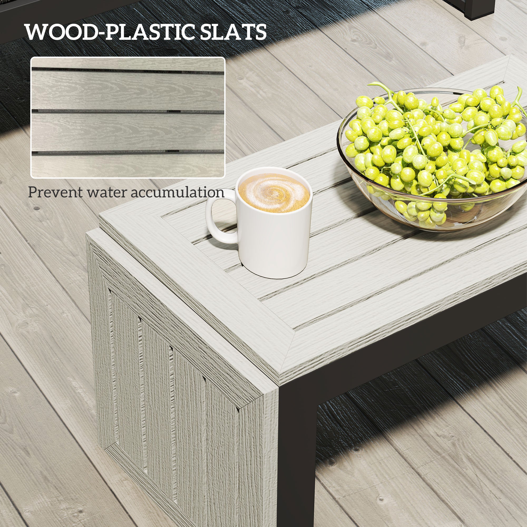 Outsunny 4 Seater L-Shaped Aluminium Garden Set with Coffee Table