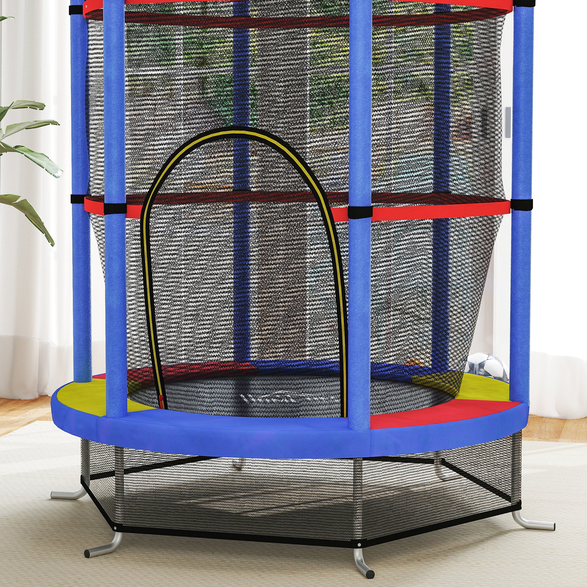 HOMCOM Kids Mini Trampoline with Enclosure Net, Ages 3-6