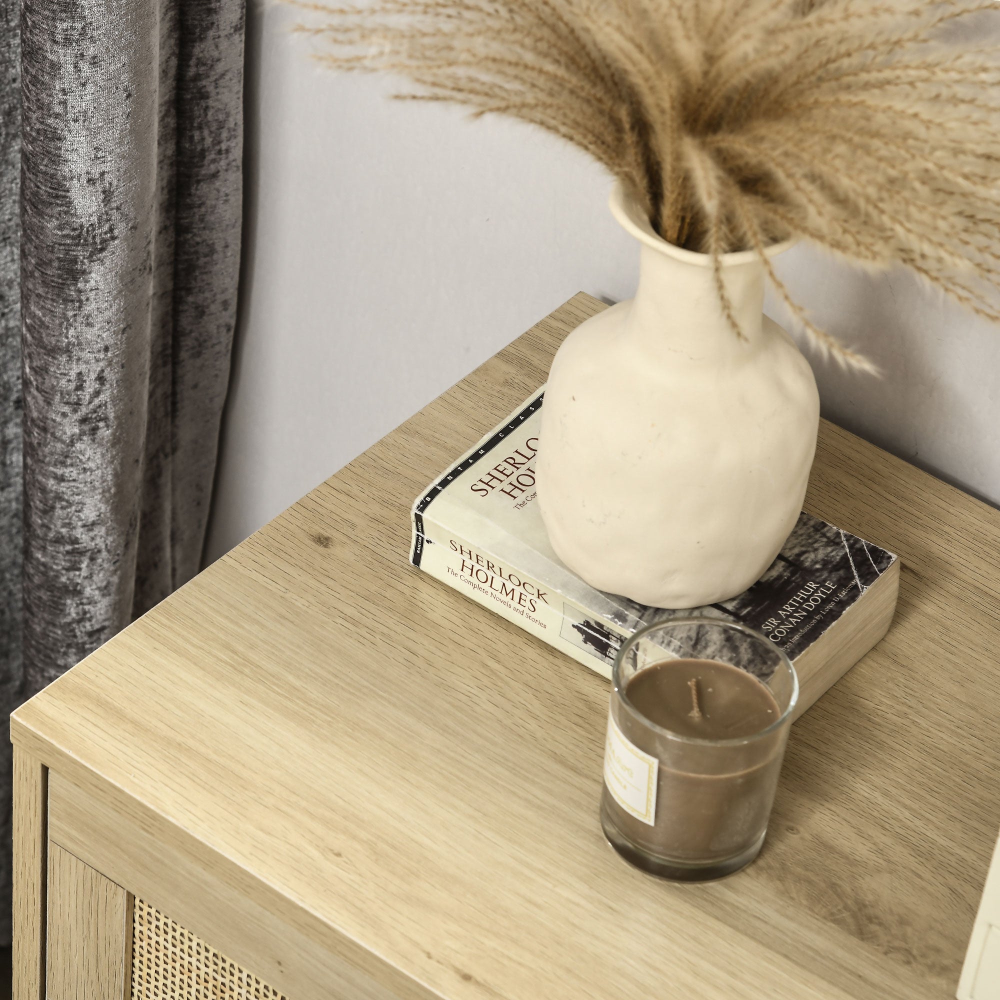 HOMCOM 4-Drawer Rattan Chest of Drawers, Natural Wood Finish